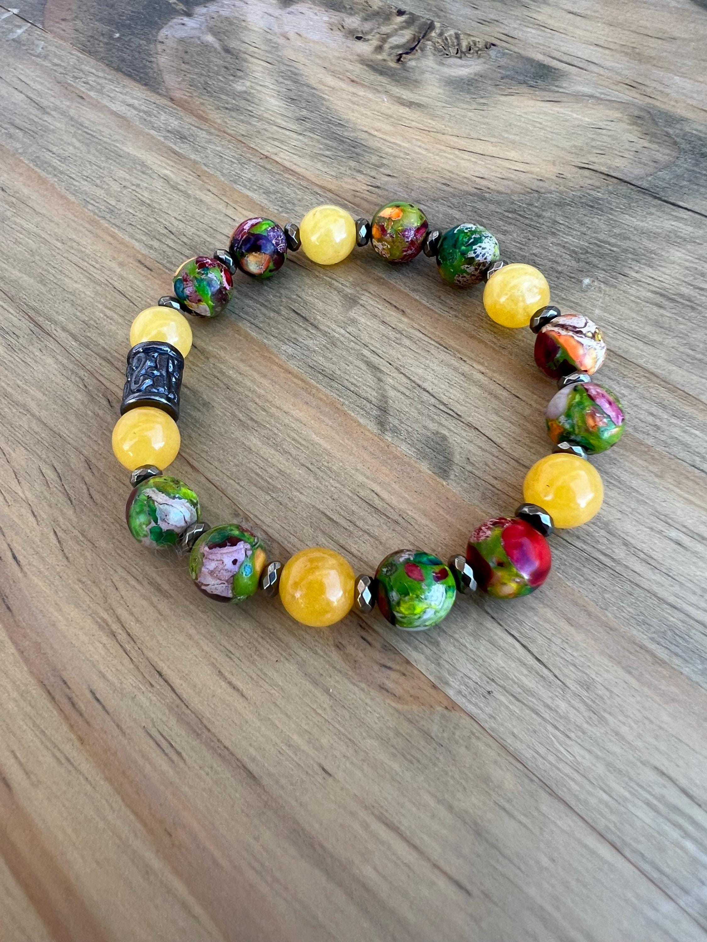 Imperial Jasper + Yellow Jade Crystal Bracelet