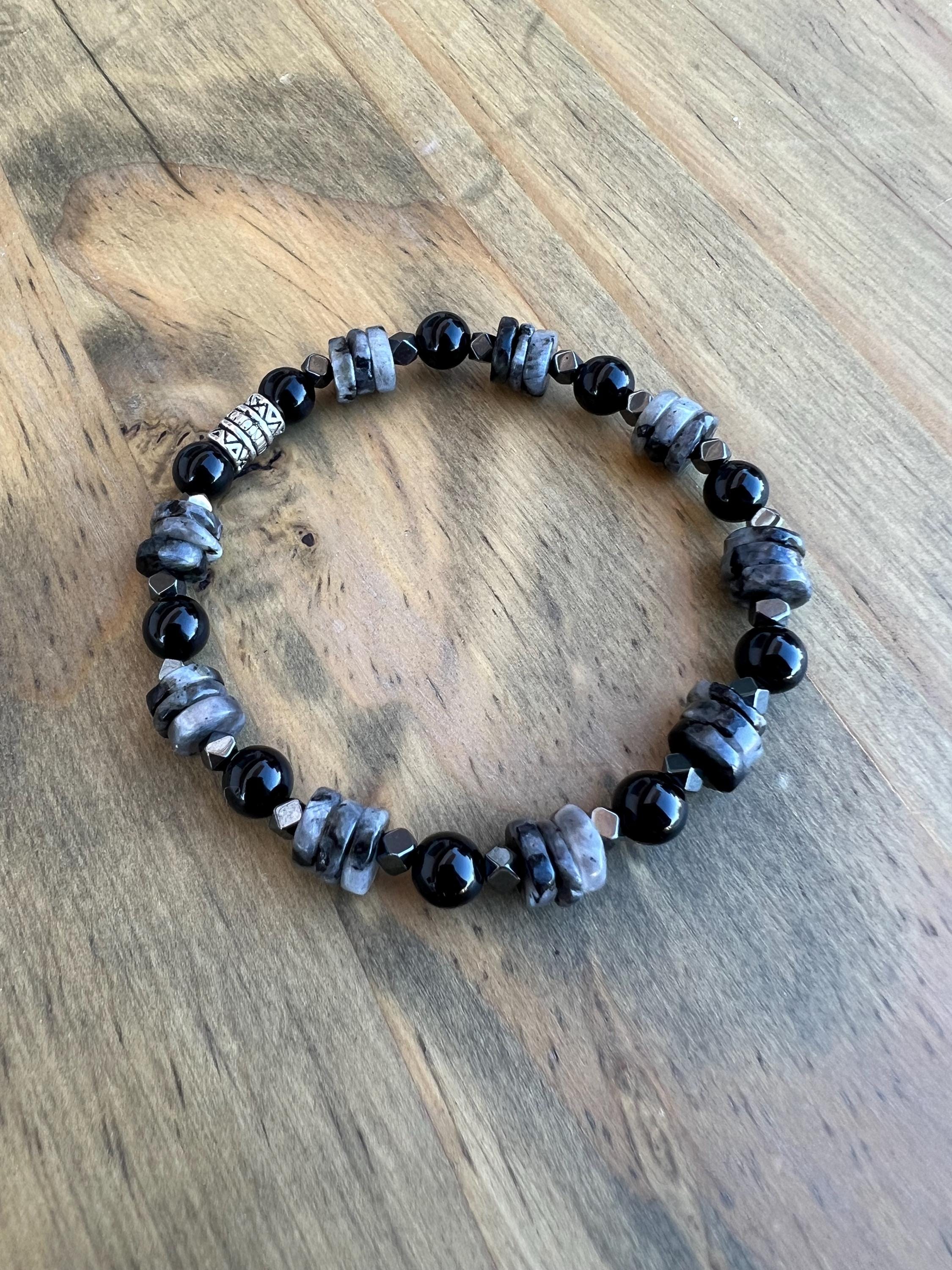 Labradorite + Black Onyx Crystal Bracelet
