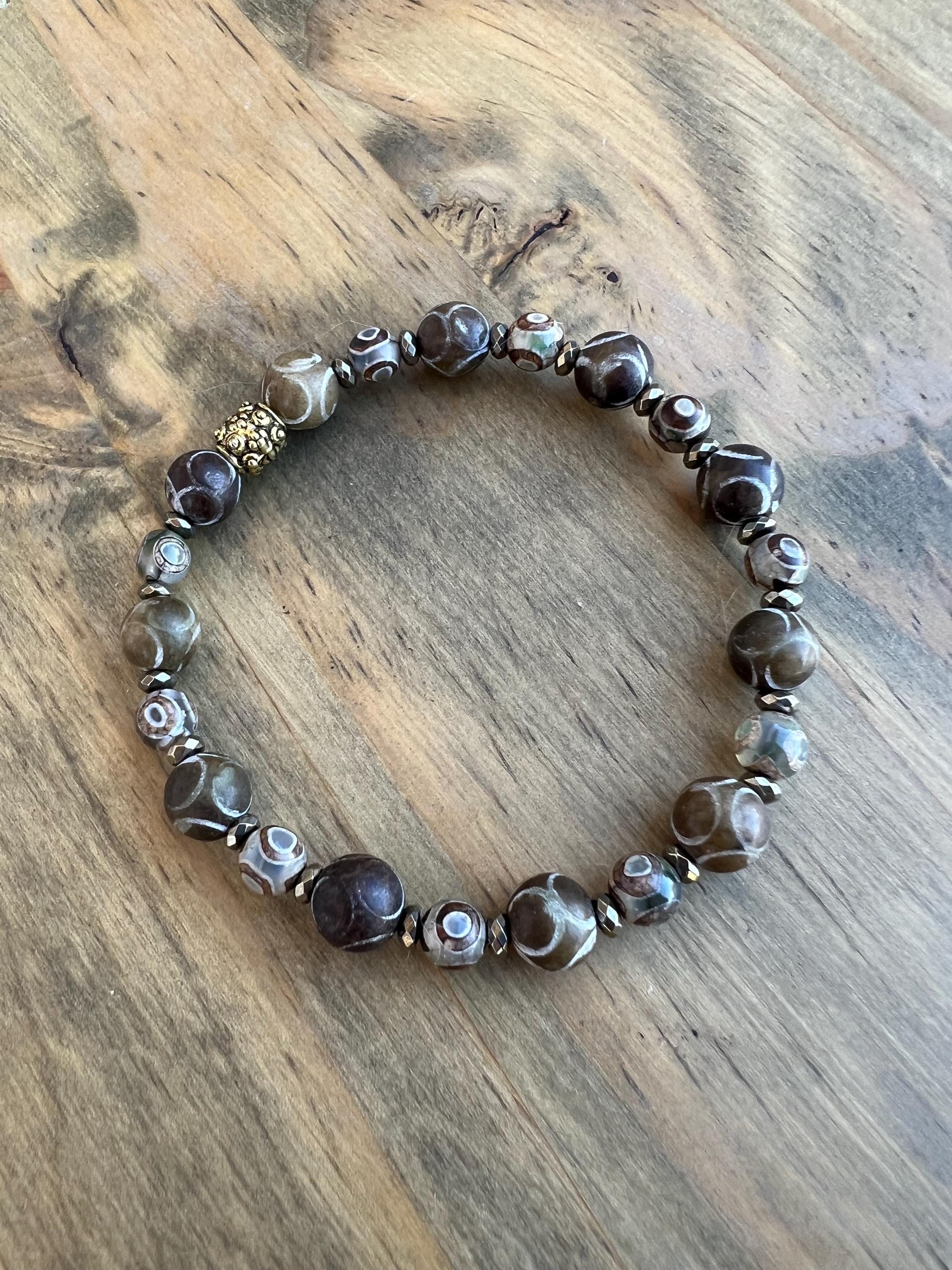 Caroco Serpentine + Etched Agate Crystal Bracelet