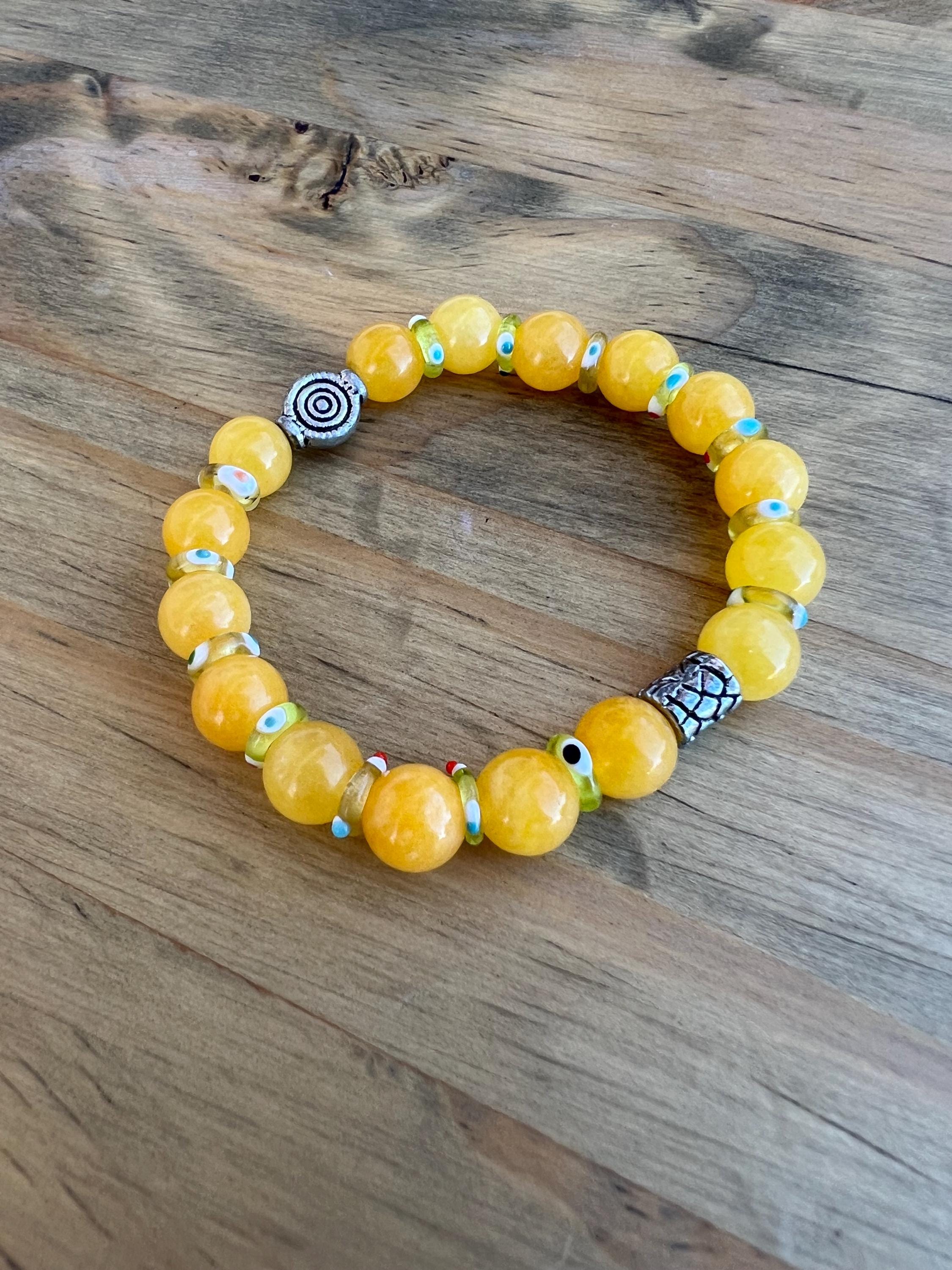 Kids Yellow Jade Evil Eye Crystal Bracelet
