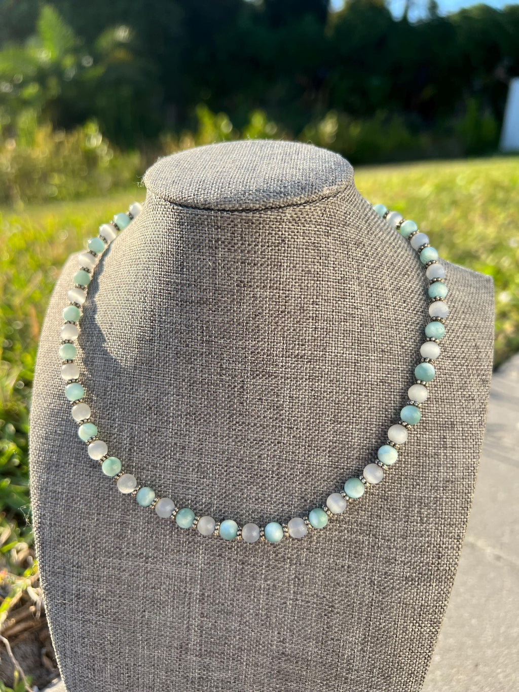 Aventurine + Cats Eye Crystal Choker Necklace