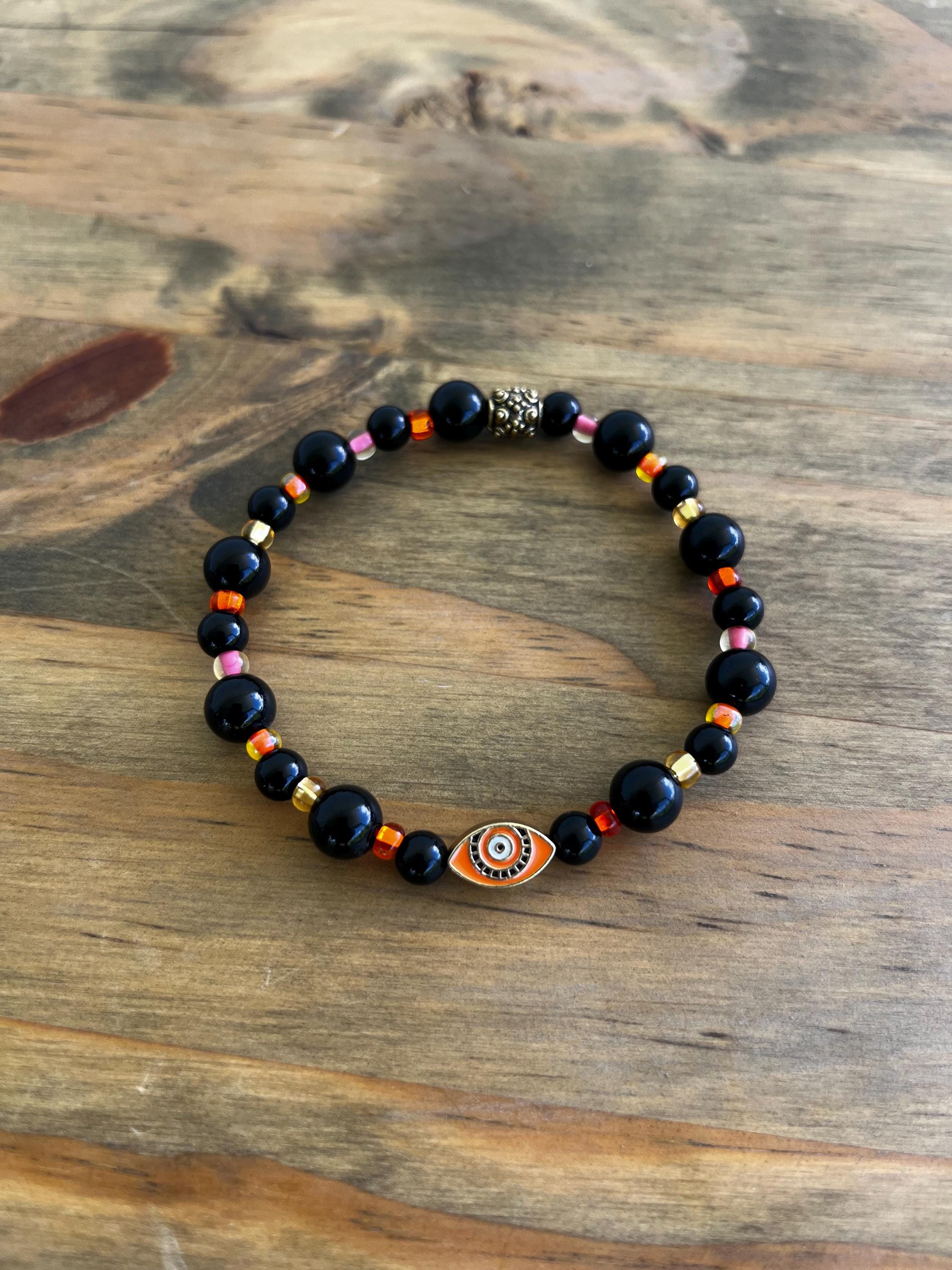 Black Onyx Evil Eye Crystal Bracelet