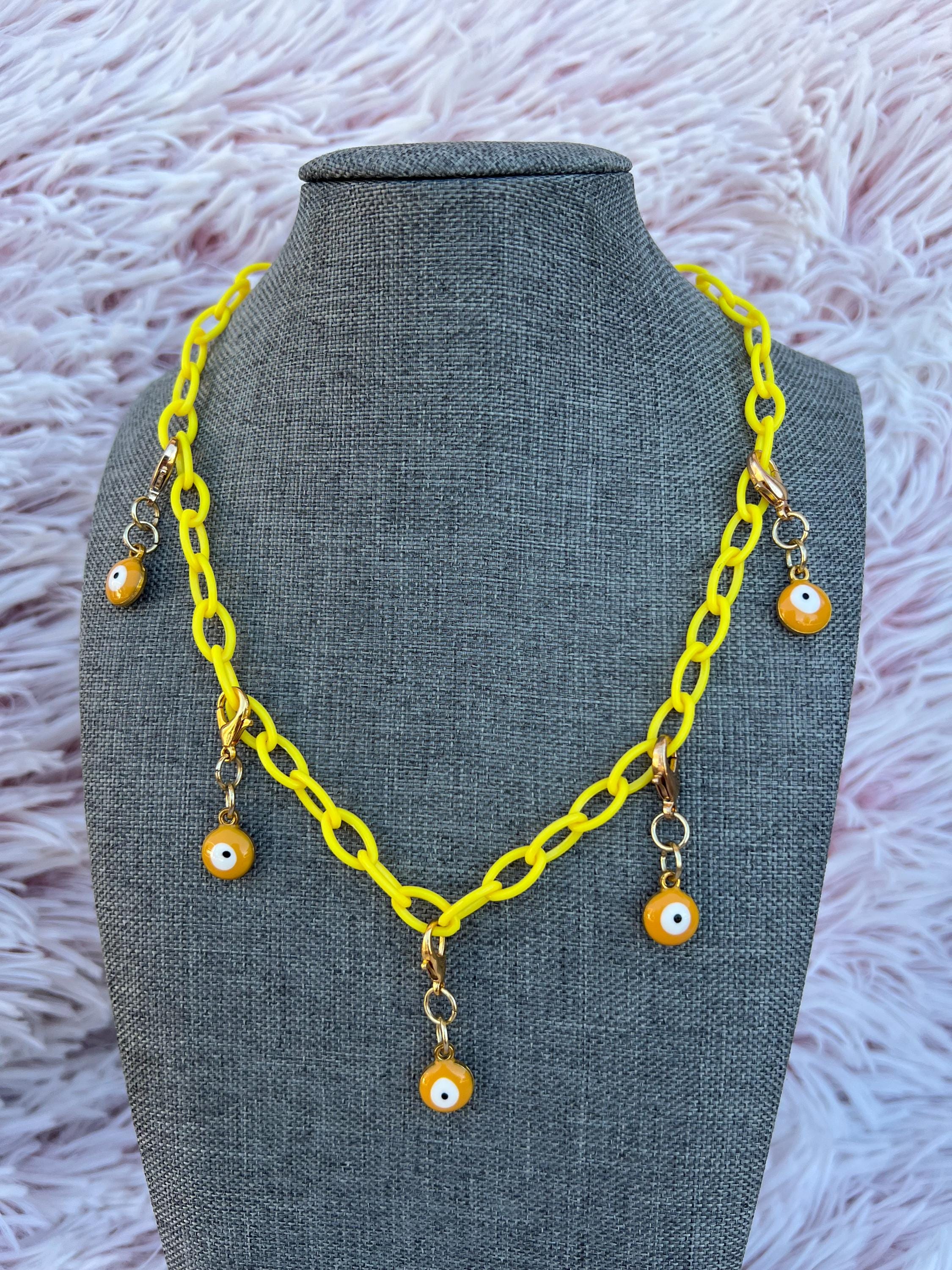 Yellow Evil Eye Charm Necklace