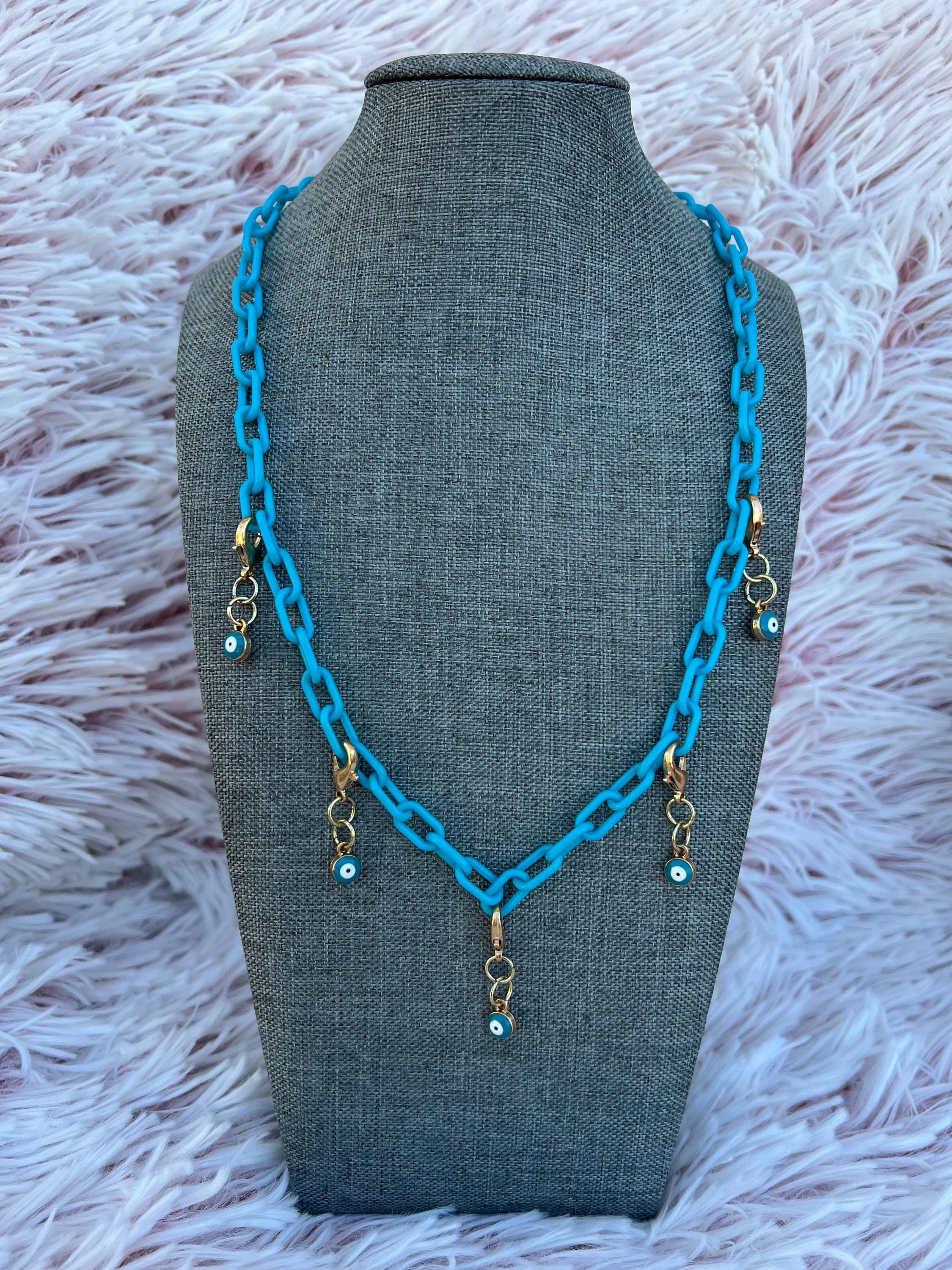 Indigo Evil Eye Charm Necklace