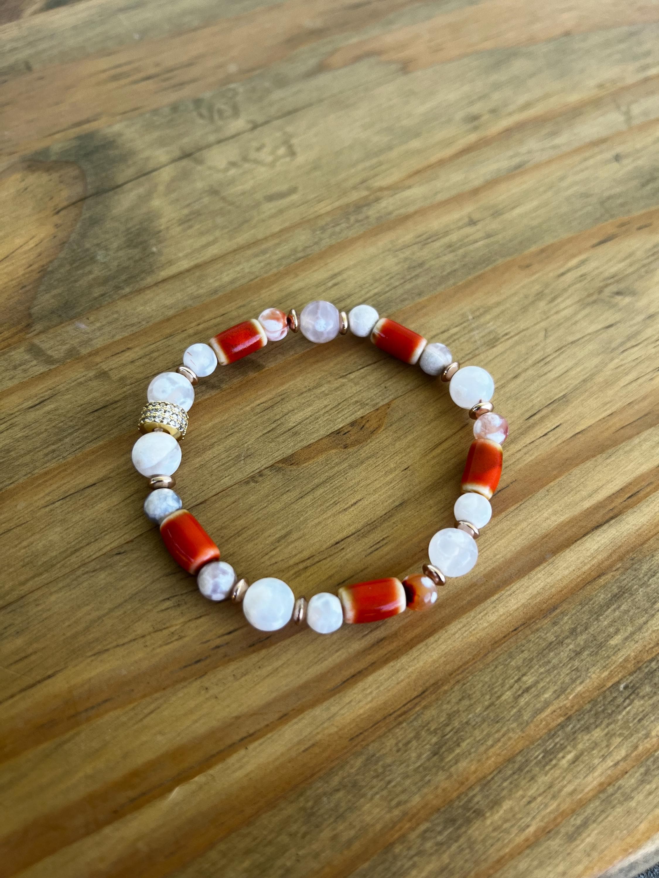 White Dyed Agate Crystal Bracelet