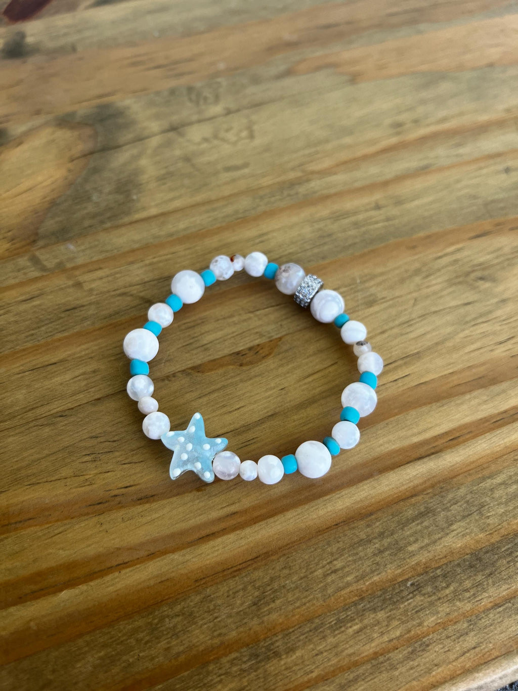 Kids Blue Mother Of Pearl Crystal Bracelet