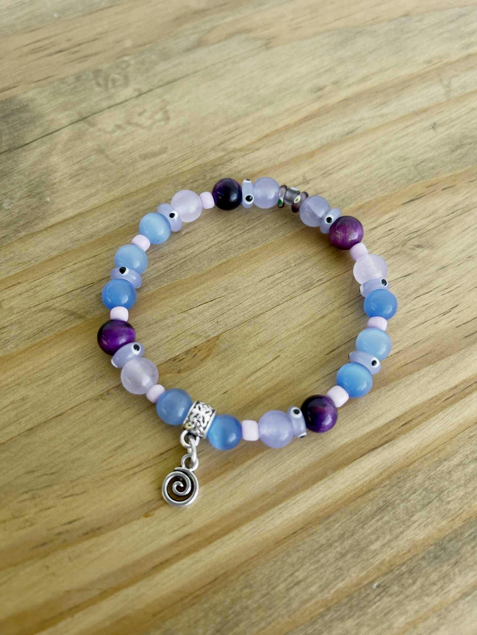 Dyed Jade + Purple Tigers Eye Crystal Bracelet