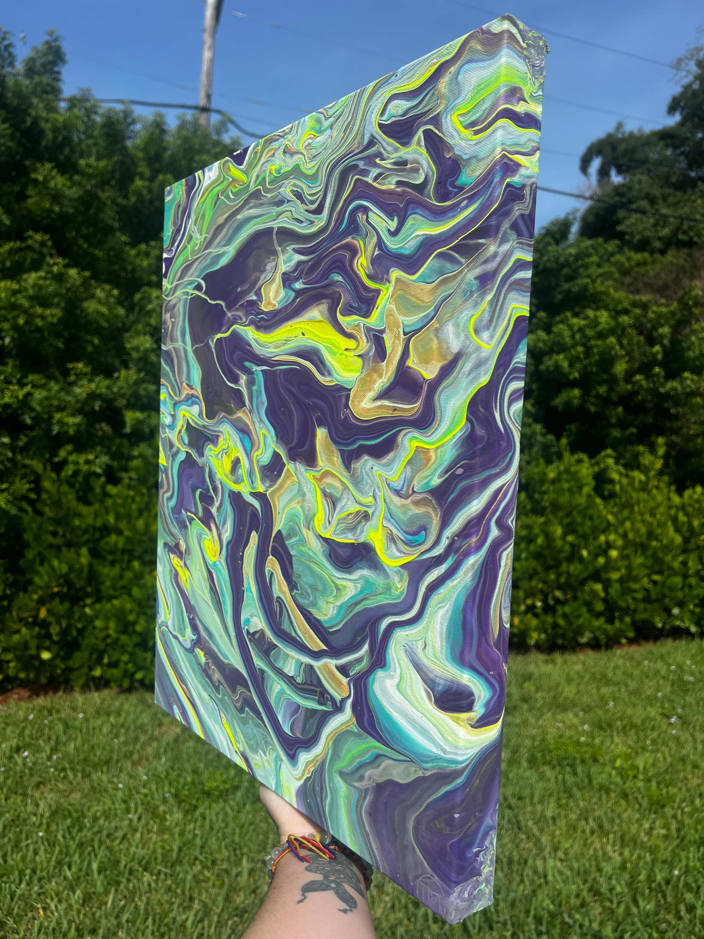 Neon Reverie Acrylic Pour Painting