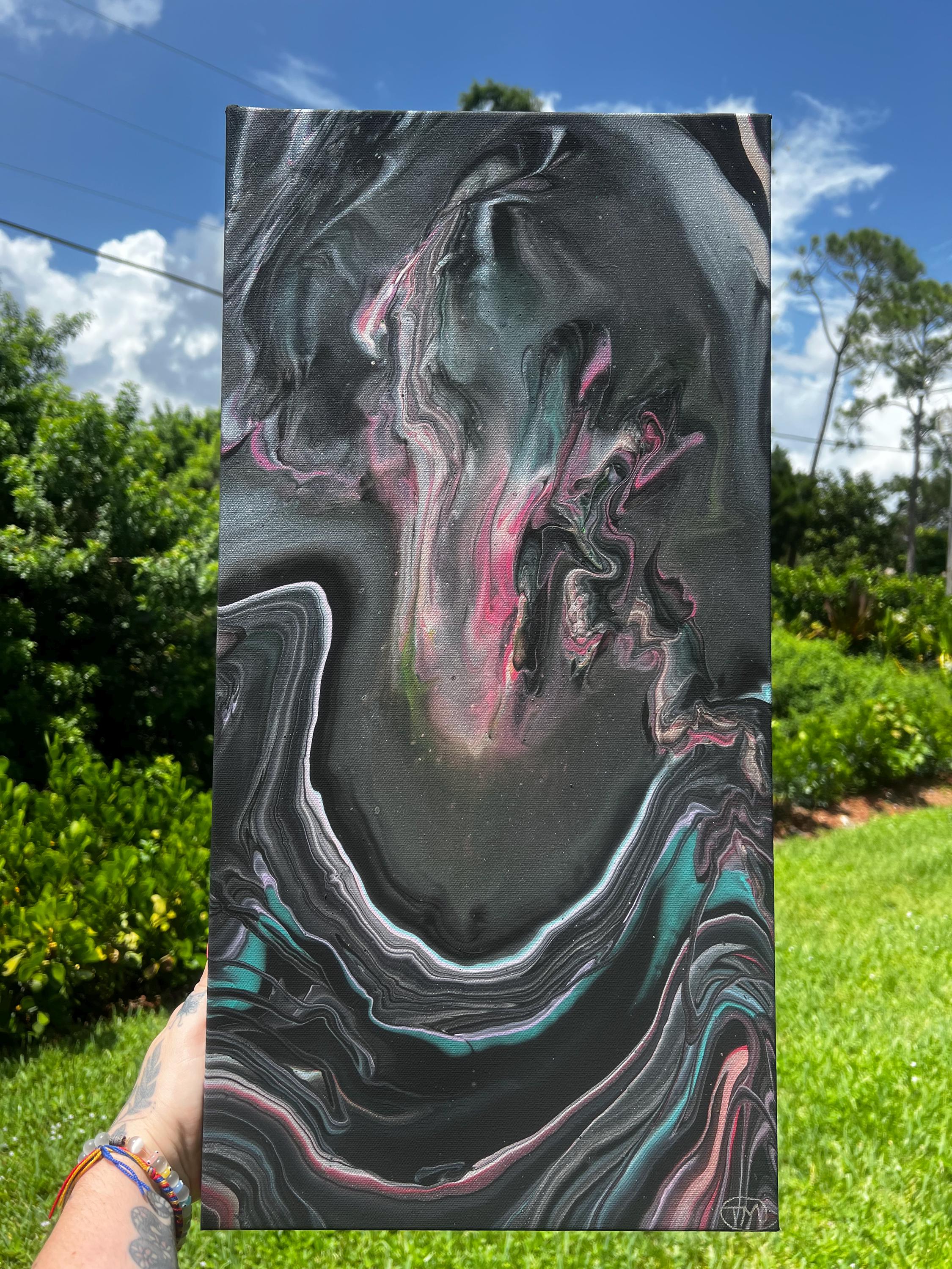 Veil Of Echoes Acrylic Pour Painting