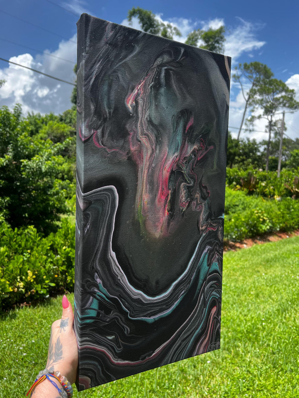 Veil Of Echoes Acrylic Pour Painting