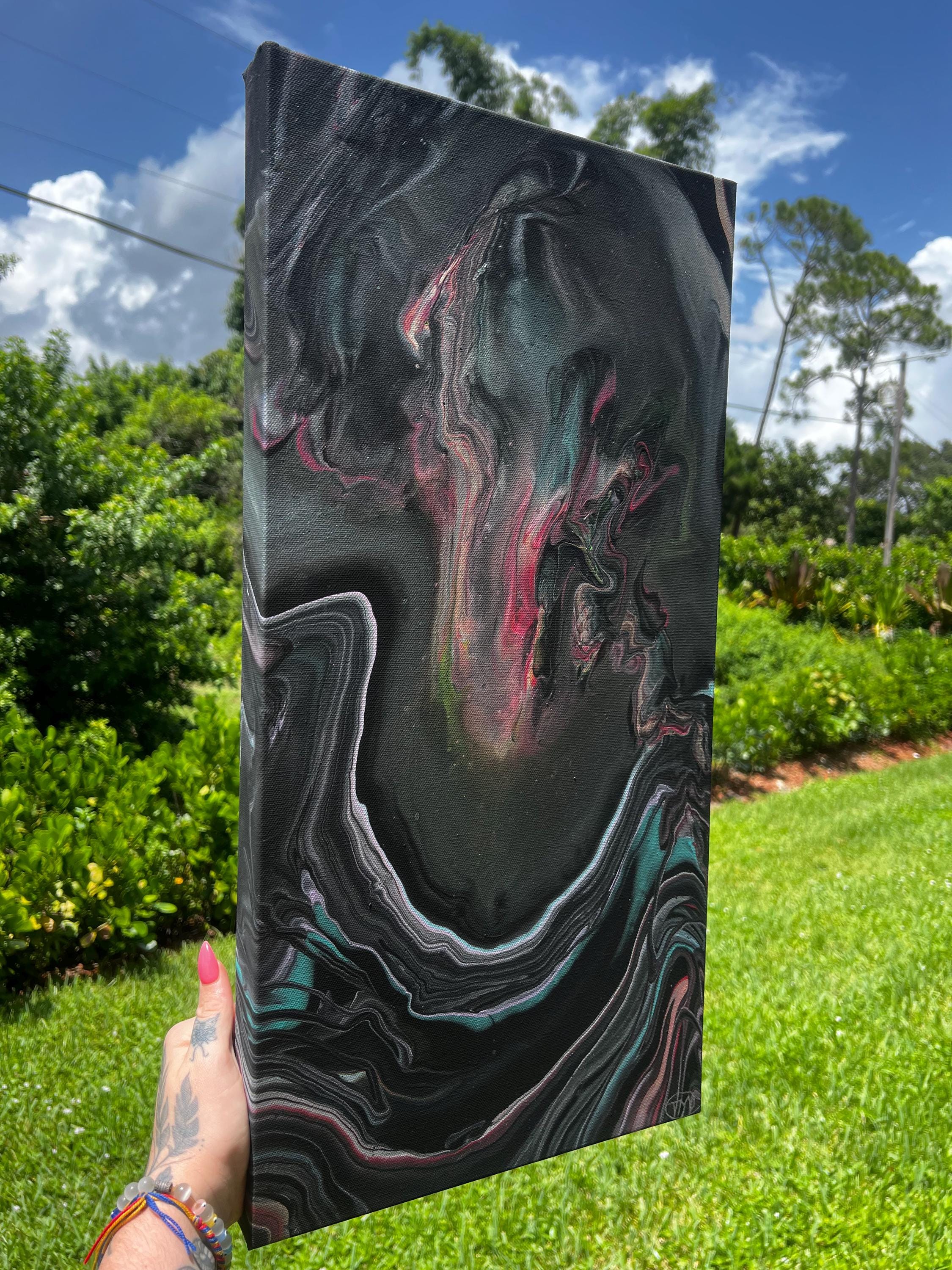 Veil Of Echoes Acrylic Pour Painting