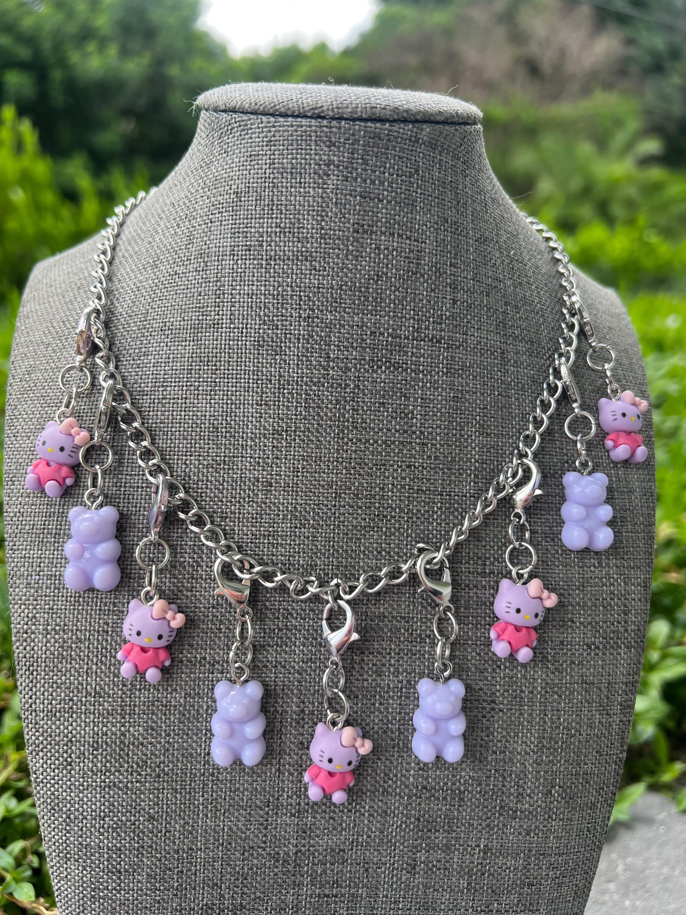 Purple Hello Gummy Chain Charm Necklace