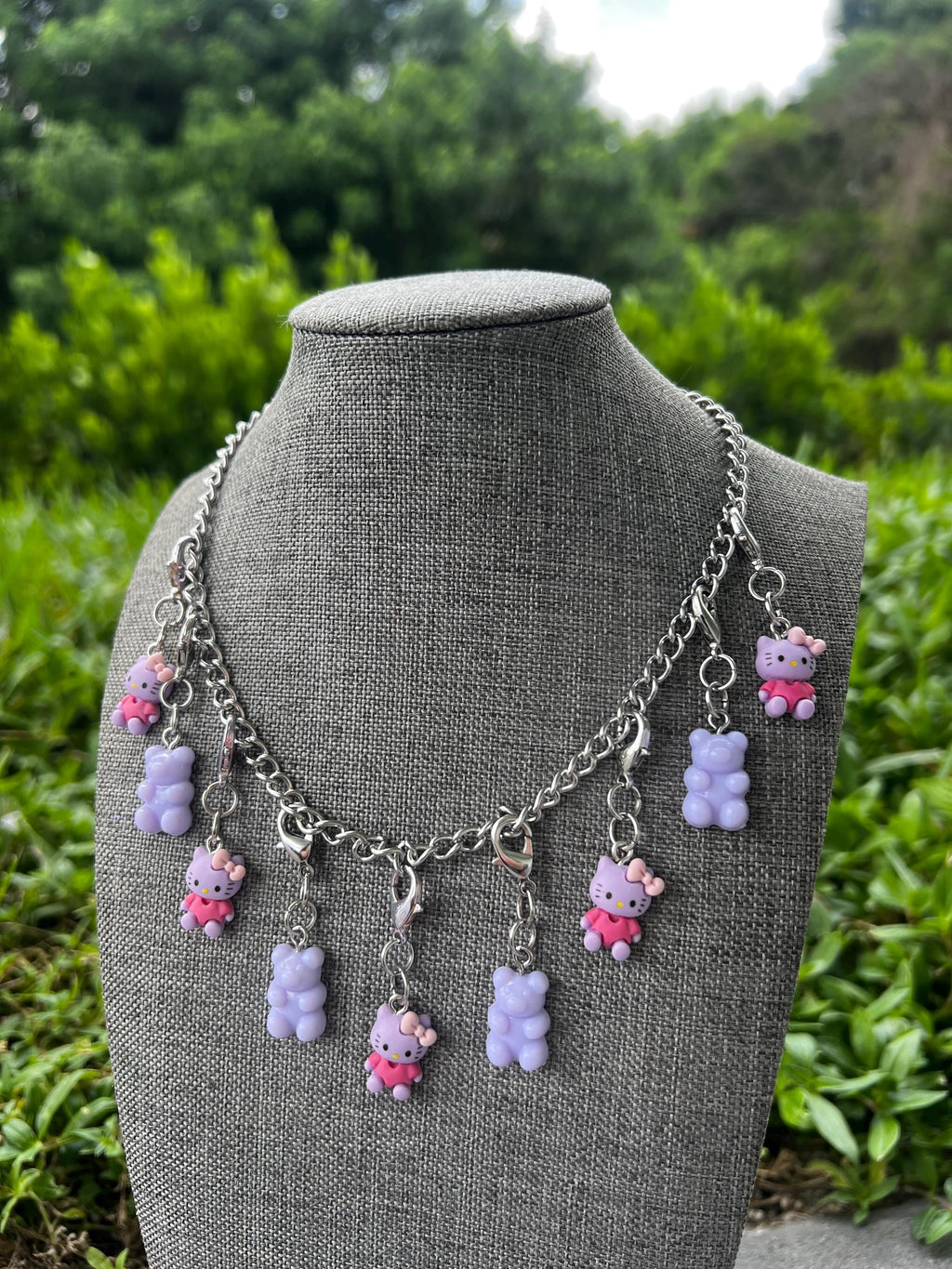 Purple Hello Gummy Chain Charm Necklace