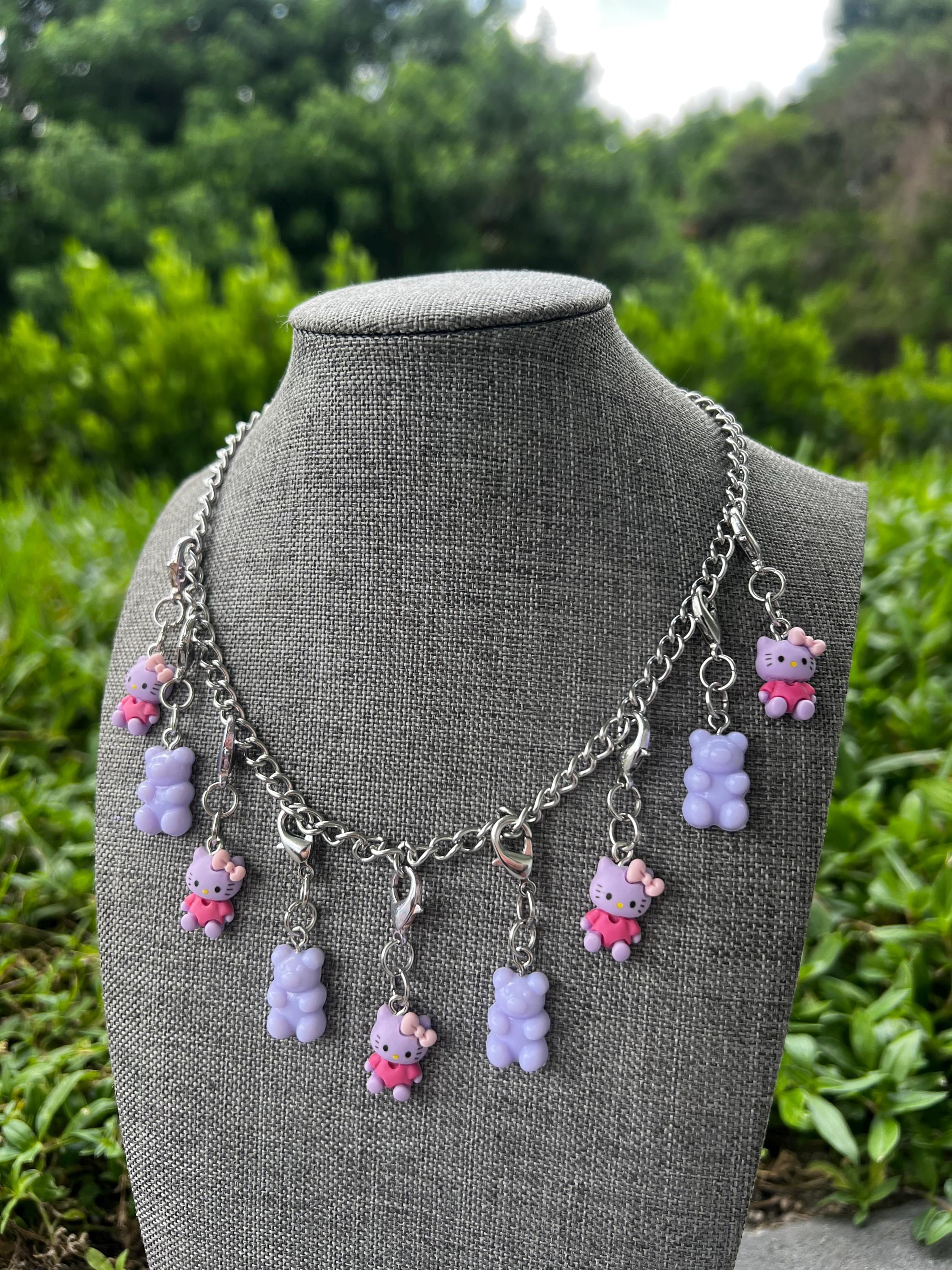 Purple Hello Gummy Chain Charm Necklace