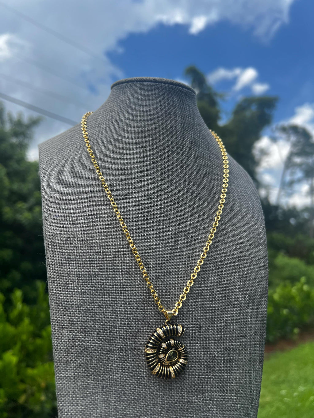 Midnight Luxe Spiral Gold Plated Chain Necklace