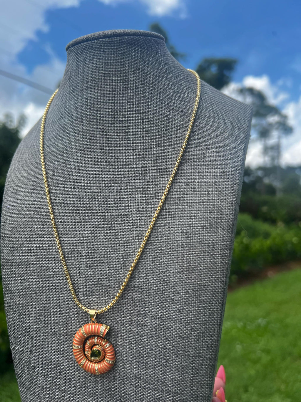 Sunset Ember Spiral Gold Plated Necklace