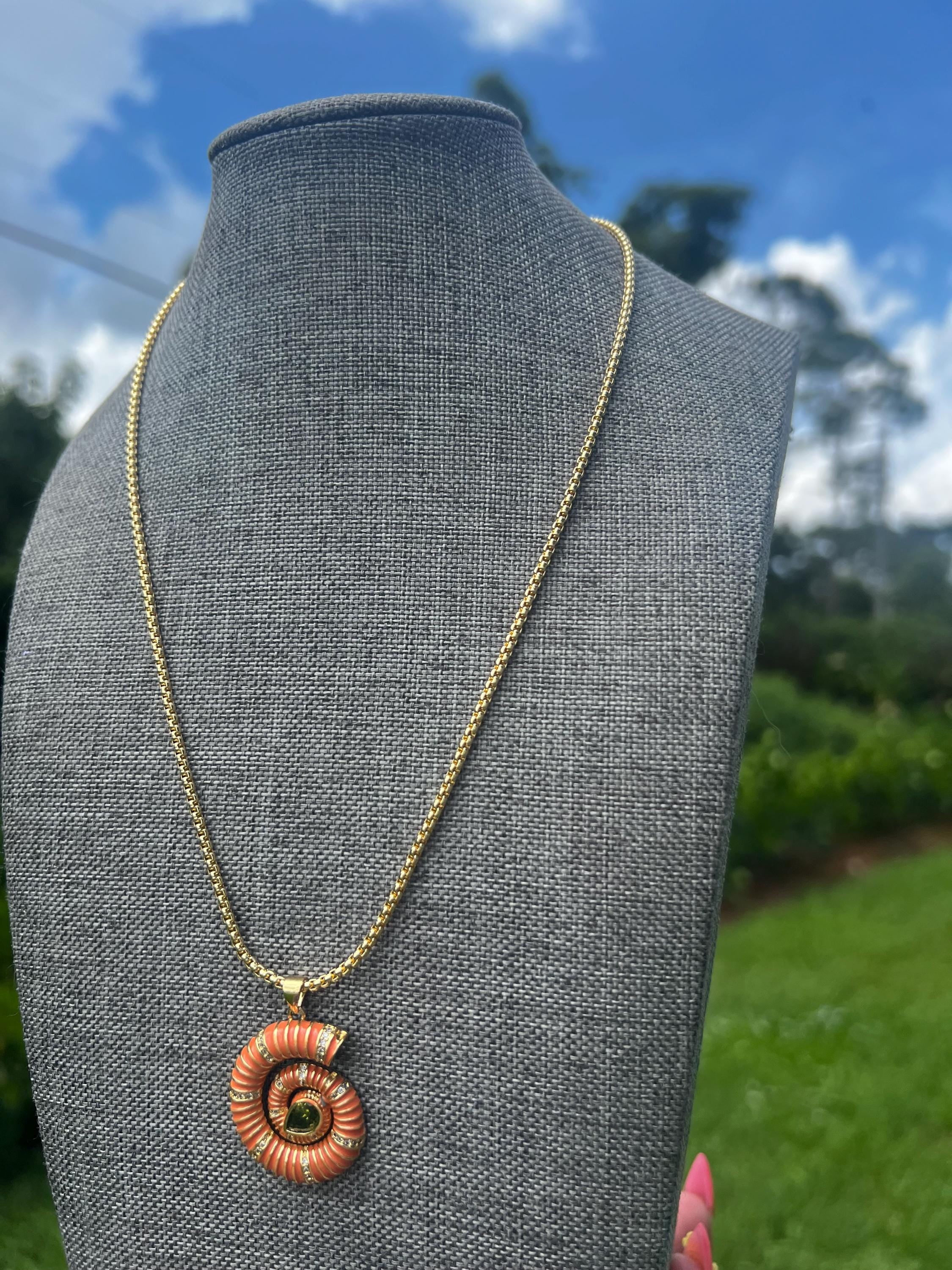Sunset Ember Spiral Gold Plated Necklace