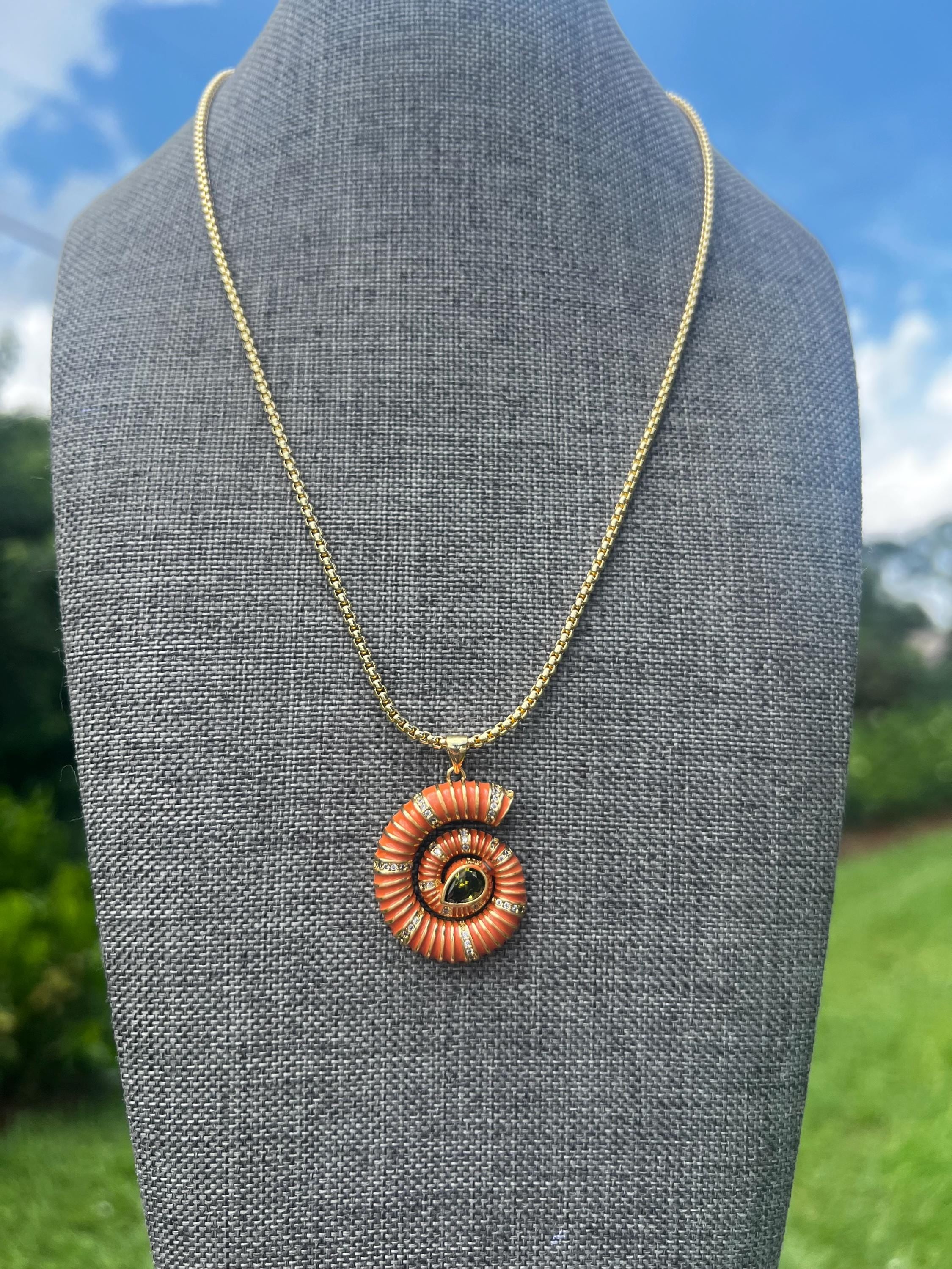 Sunset Ember Spiral Gold Plated Necklace