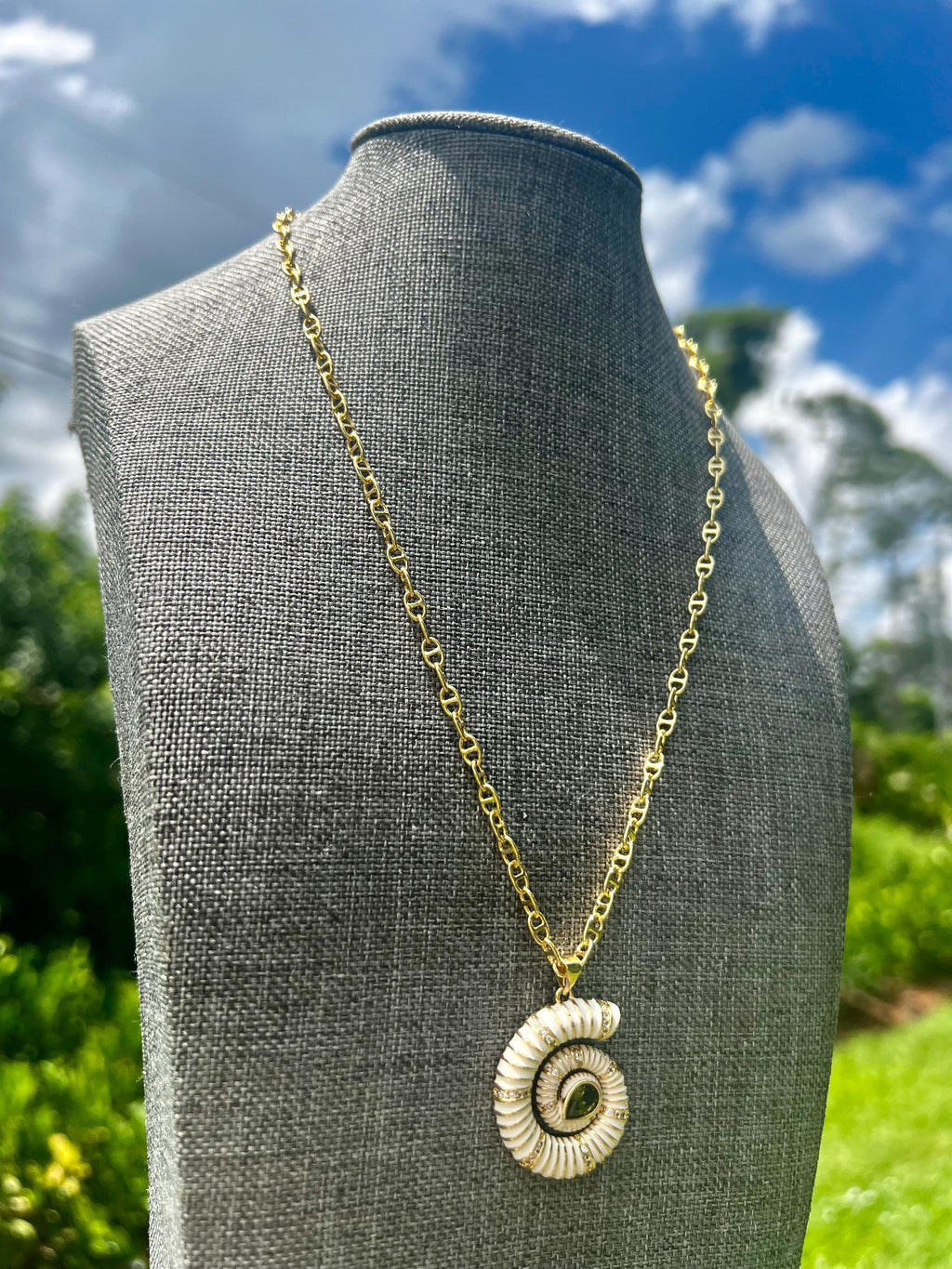Ivory Glow Spiral Gold Plated Necklace