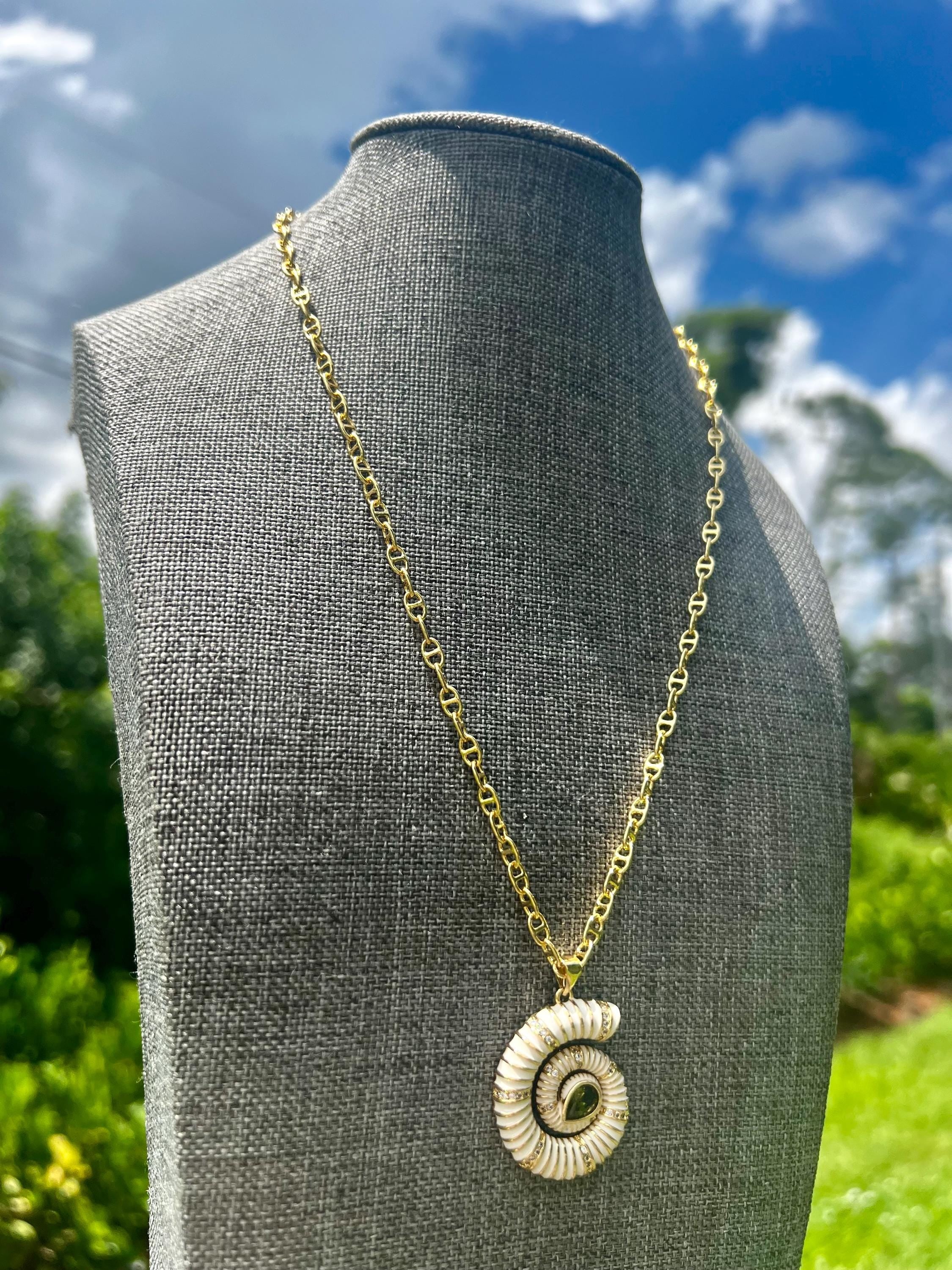 Ivory Glow Spiral Gold Plated Necklace