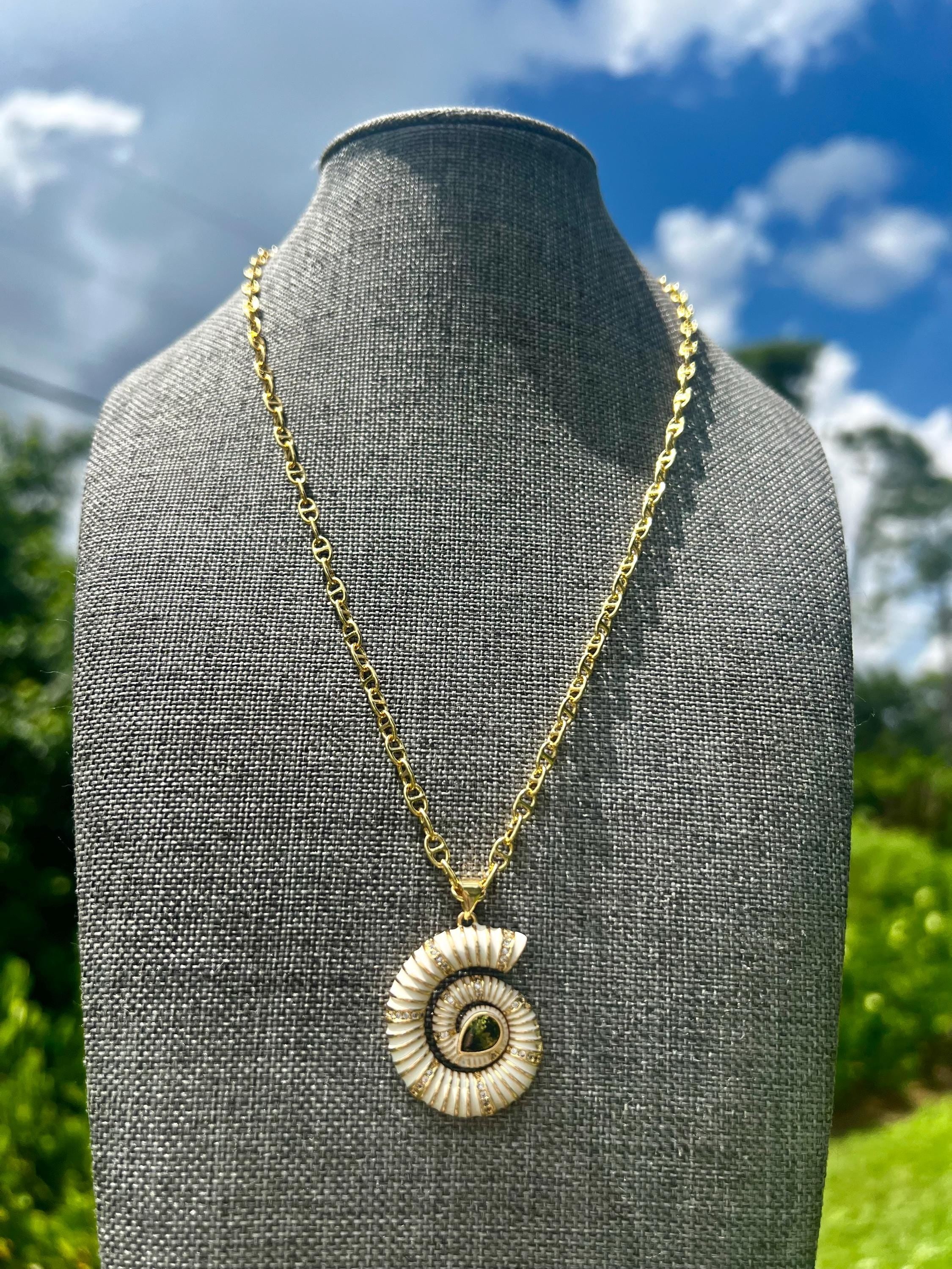 Ivory Glow Spiral Gold Plated Necklace
