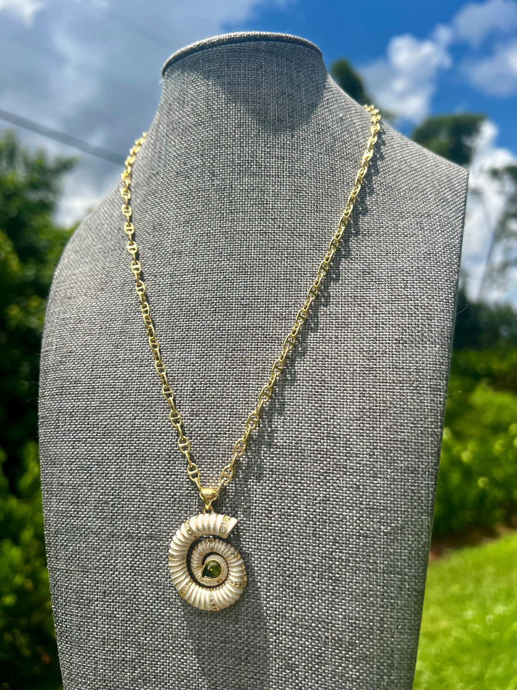 Ivory Glow Spiral Gold Plated Necklace