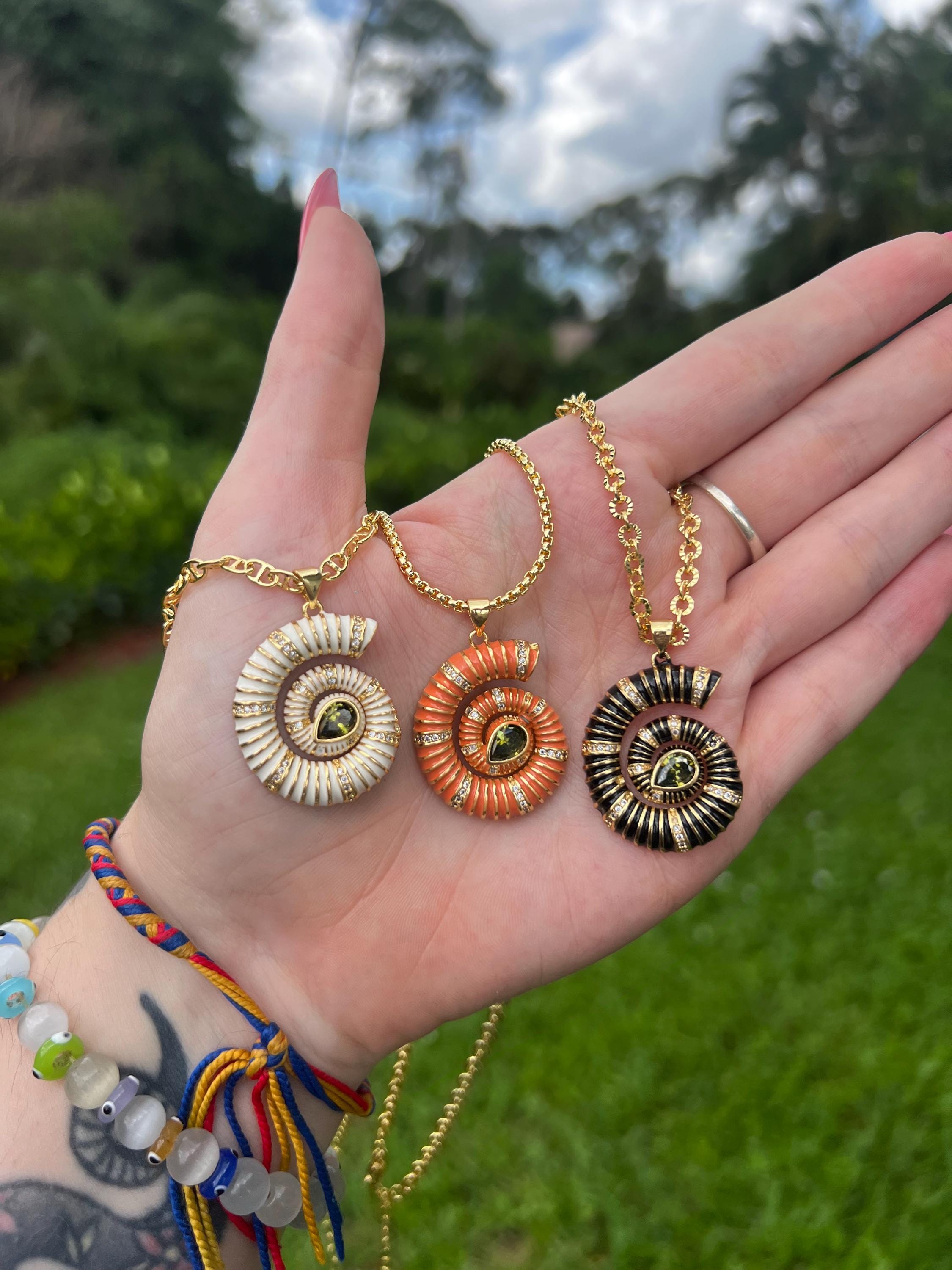 Ivory Glow Spiral Gold Plated Necklace