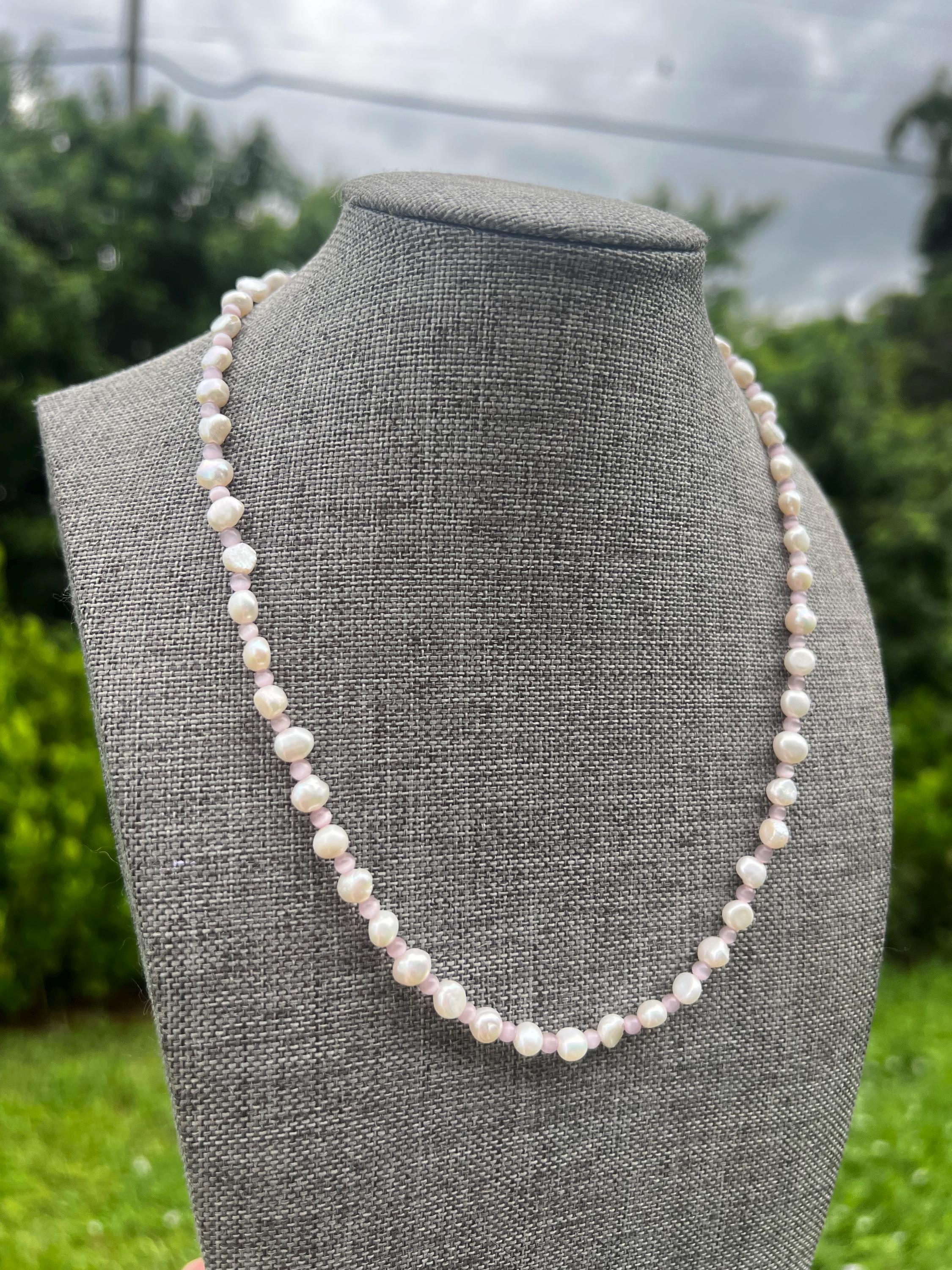 Lavender Cat Eye Freshwater Pearl Necklace