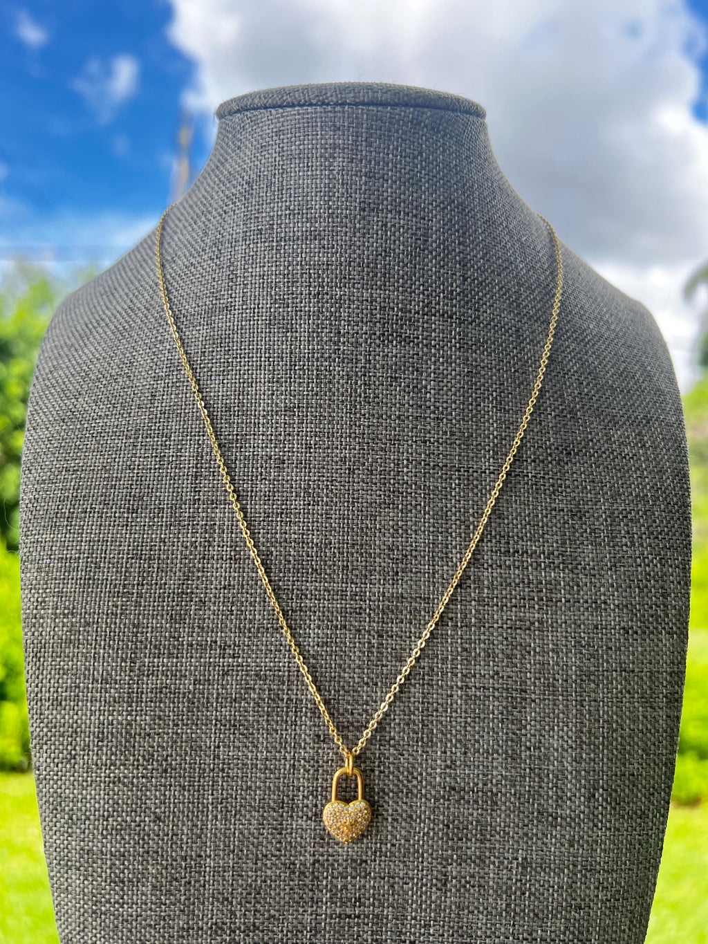 Gold Plated Star Love Lock Chain Necklace