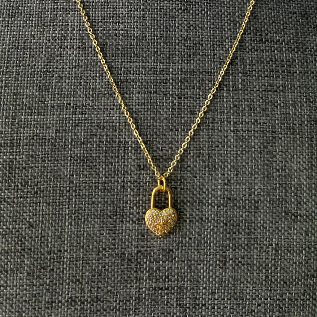 Gold Plated Star Love Lock Chain Necklace