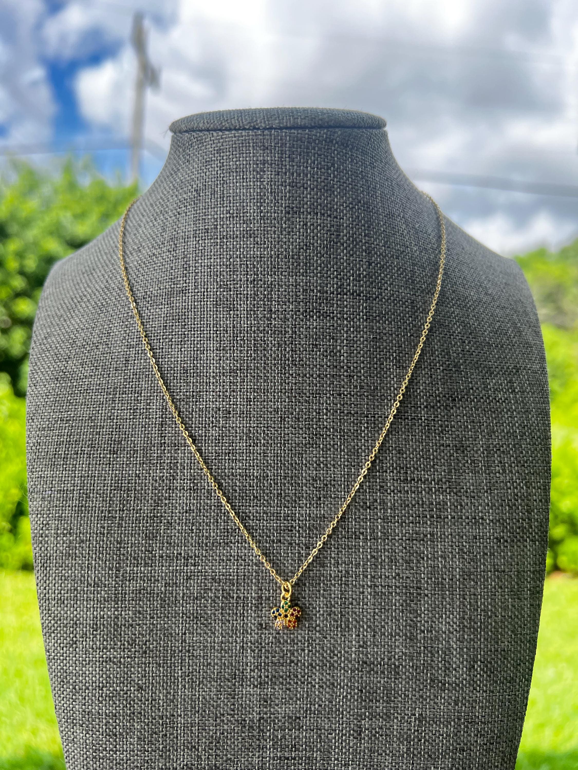Gold Plated Rainbow Flower Chain Necklace
