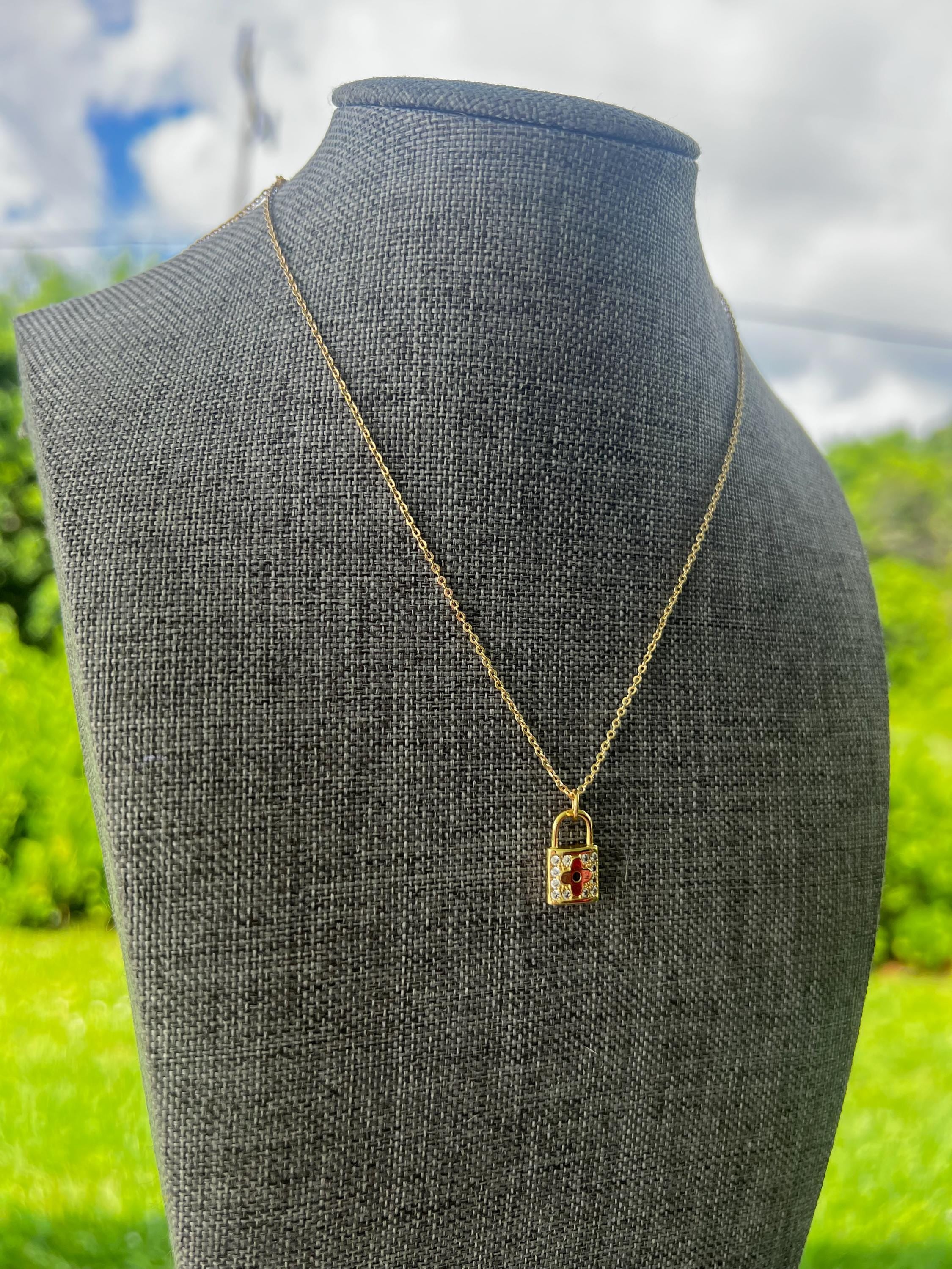 Gold Plated Padlock Chain Necklace