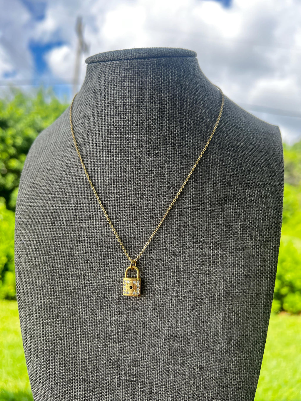 Gold Plated Padlock Chain Necklace