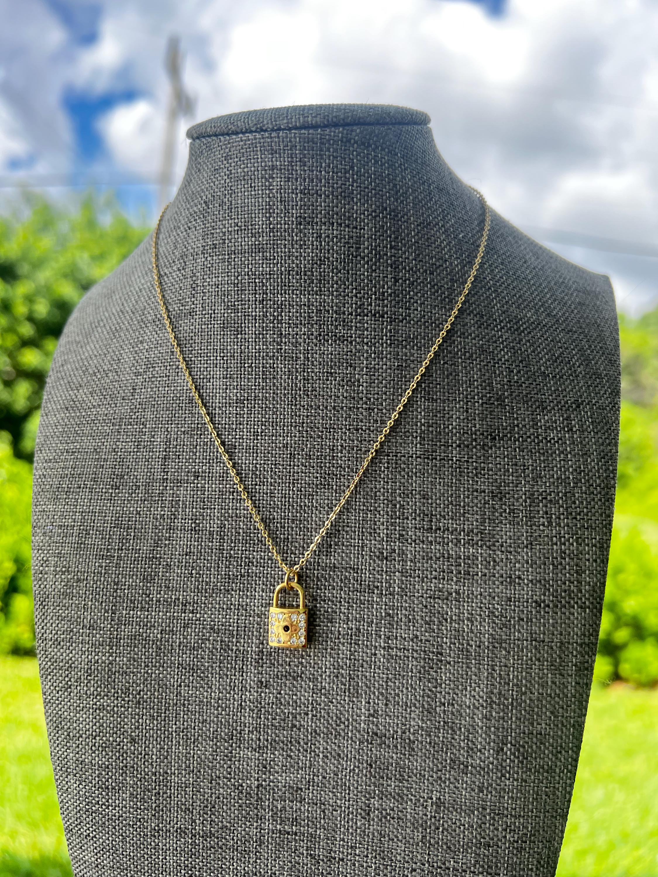 Gold Plated Padlock Chain Necklace