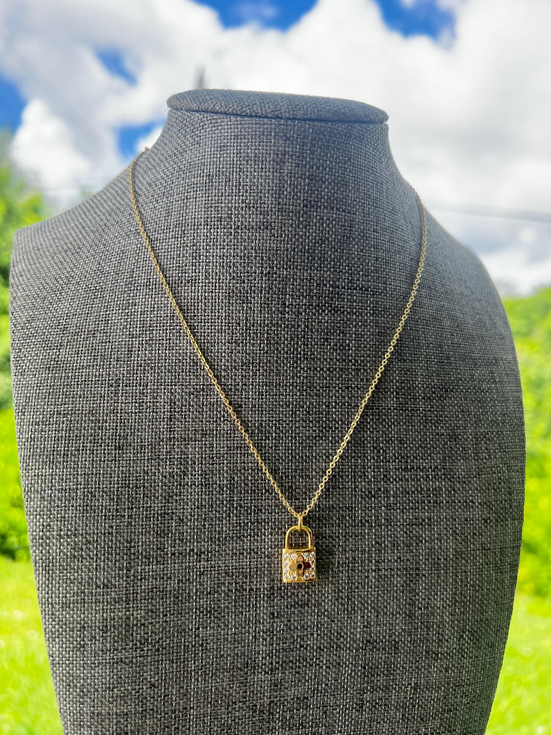 Gold Plated Padlock Chain Necklace