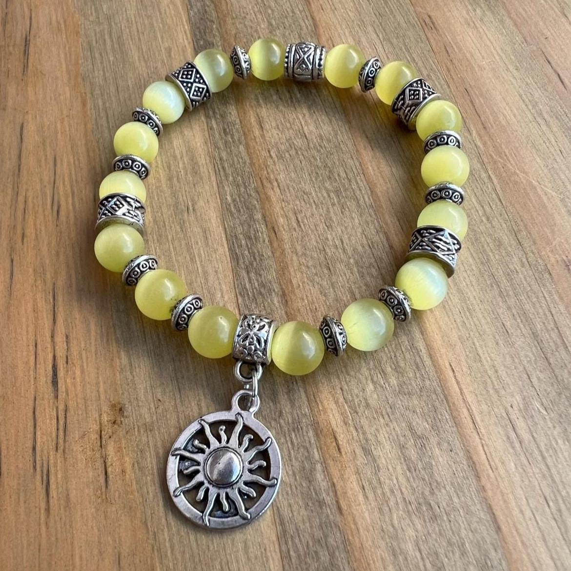 Yellow Cats Eye Sun Crystal Bracelet