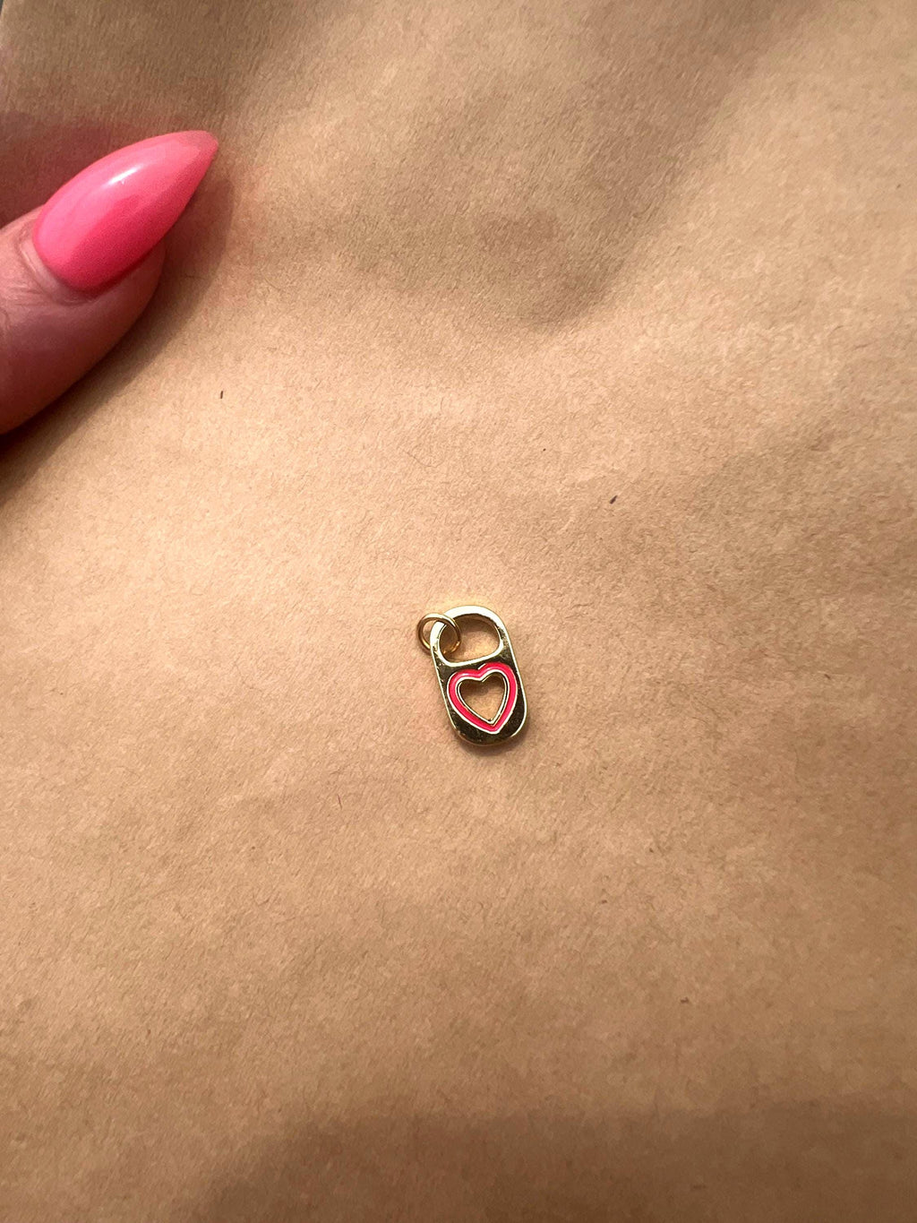 Gold Plated Hot Pink Soda Tab Charm