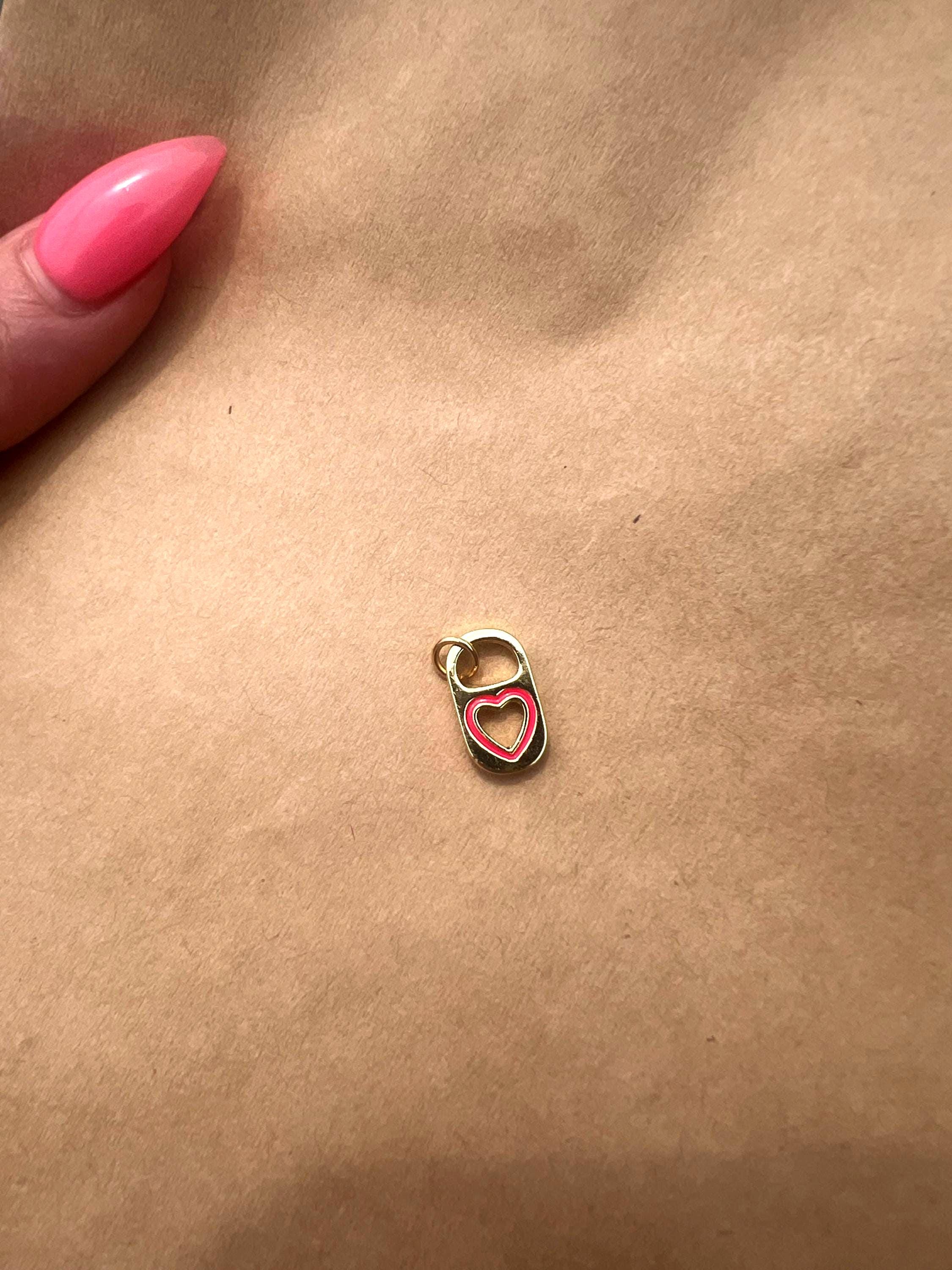 Gold Plated Hot Pink Soda Tab Charm