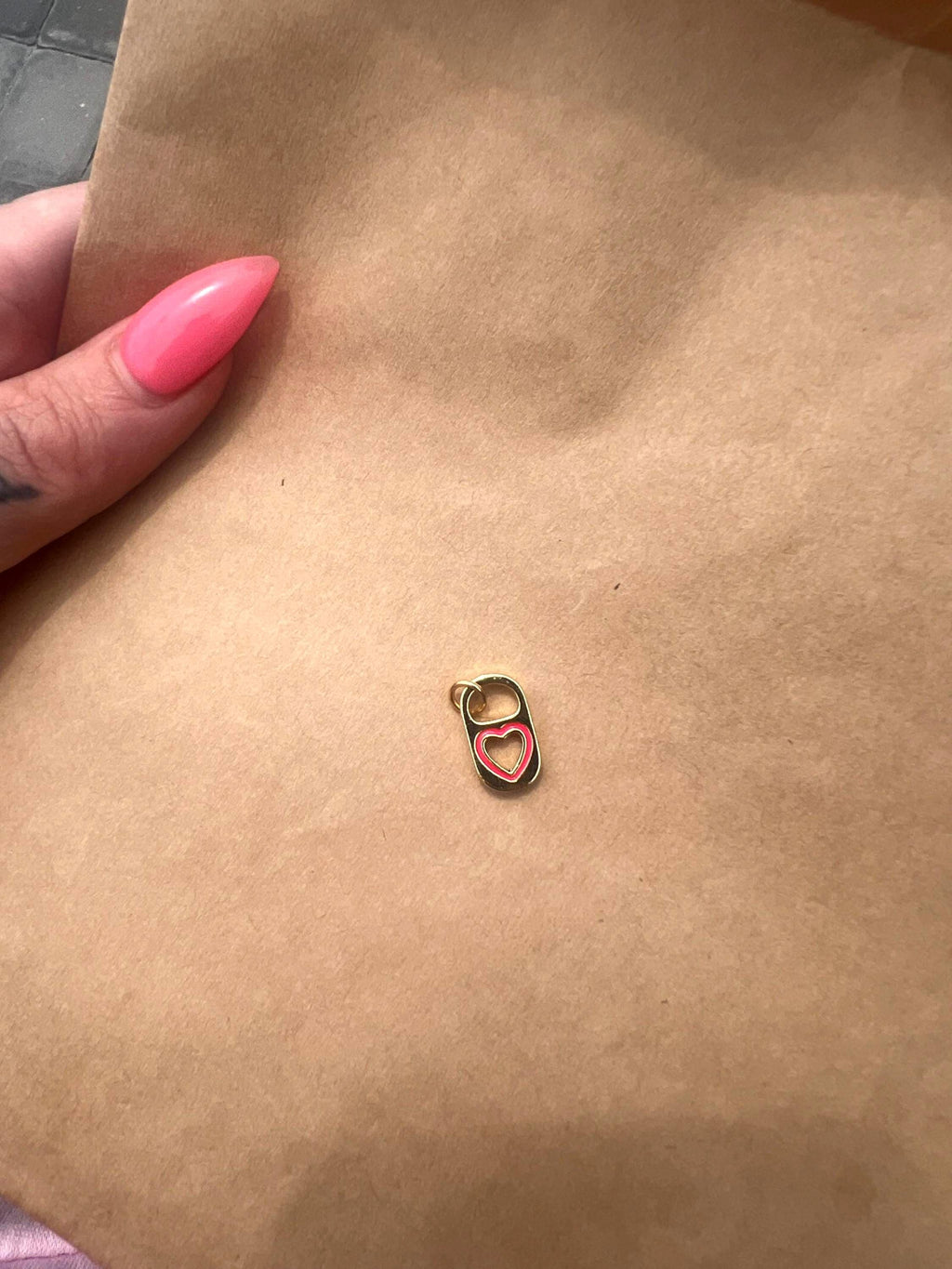 Gold Plated Hot Pink Soda Tab Charm