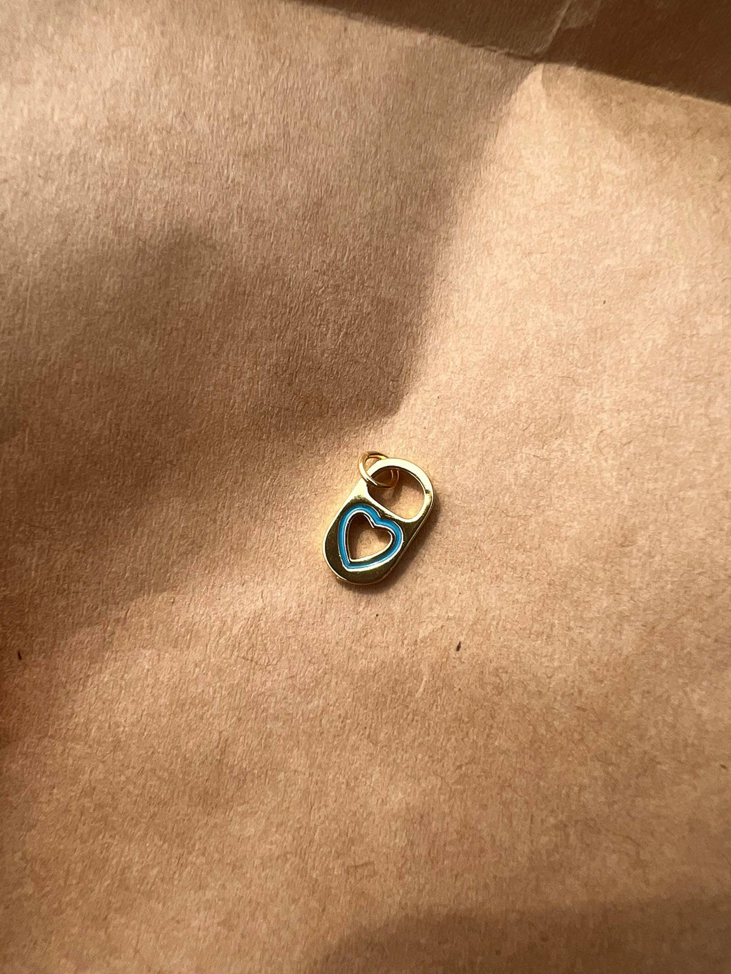 Gold Plated Blue Soda Tab Charm