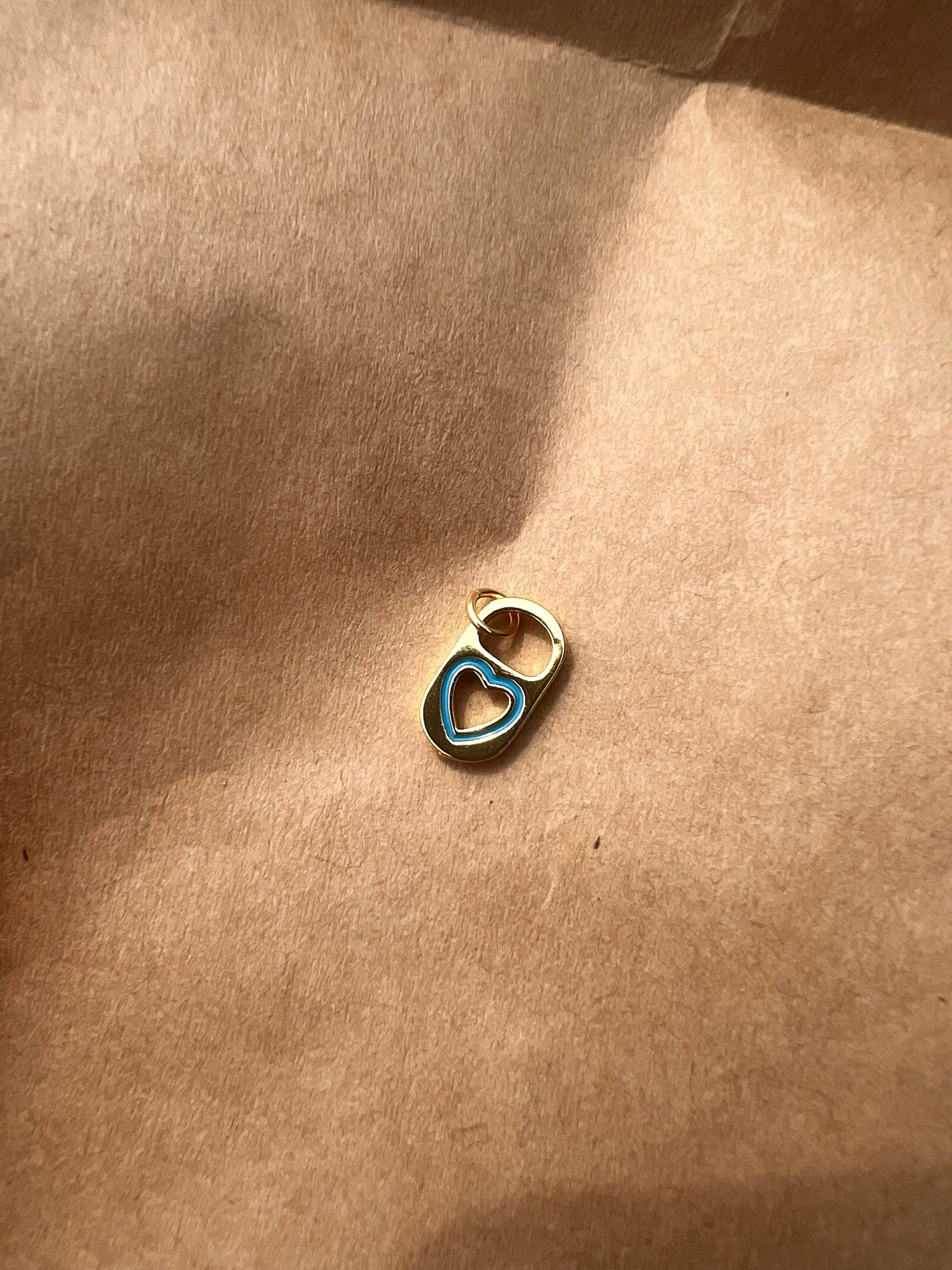 Gold Plated Blue Soda Tab Charm