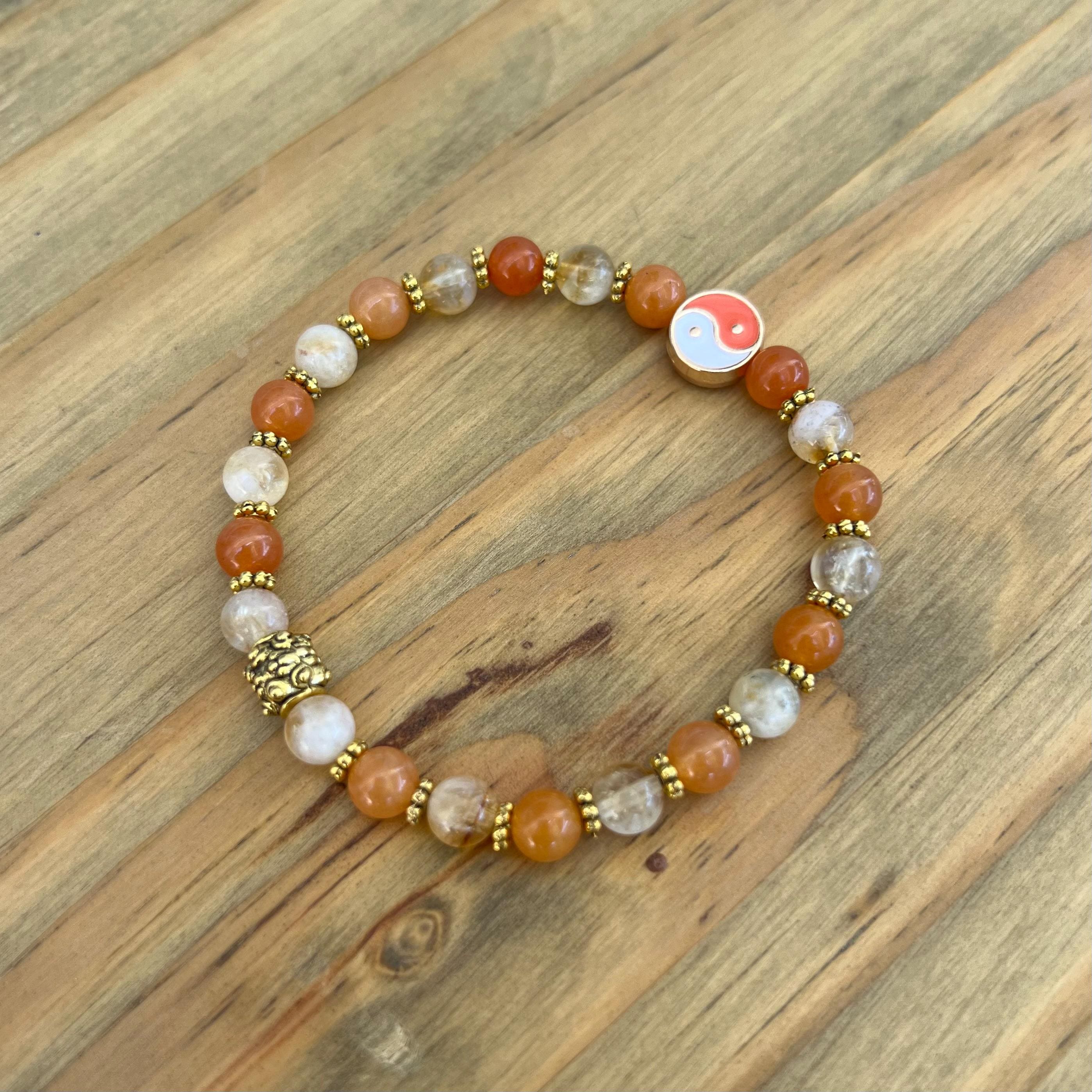 Carnelian Yin Yang Crystal Bracelet