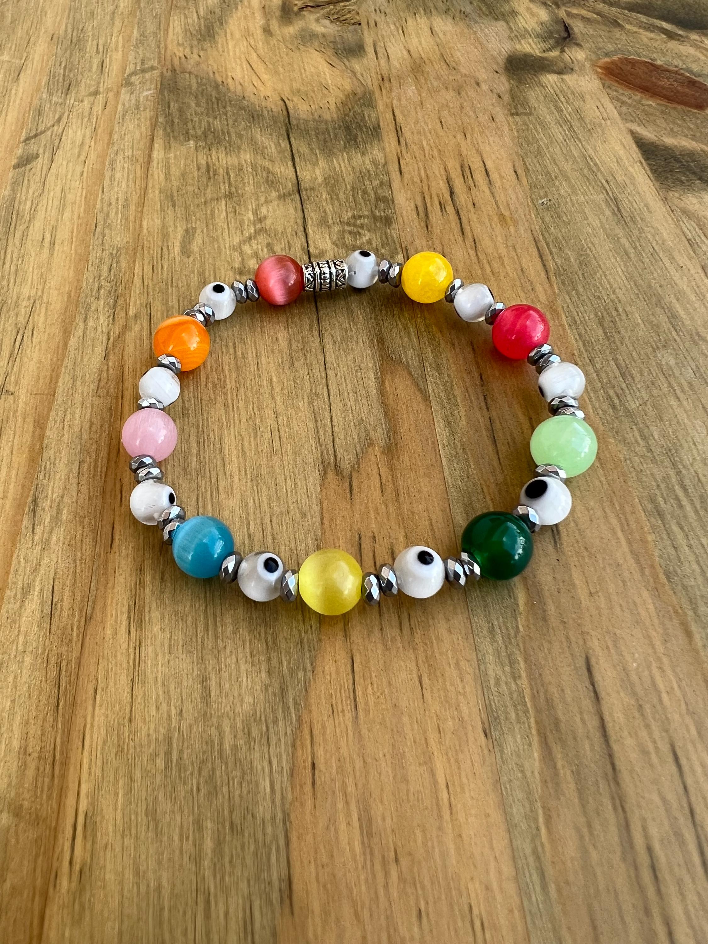 Multi Colored Evil Eye Crystal Bracelet