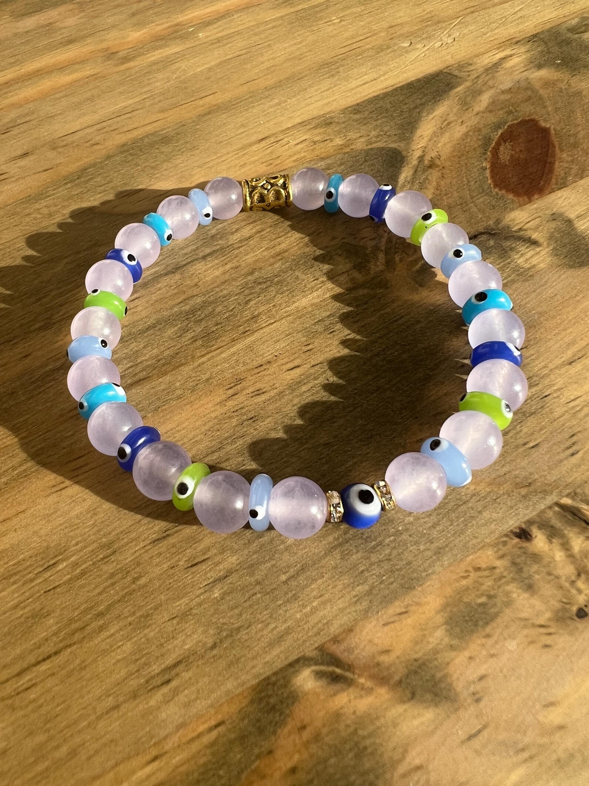 Purple Dyed Jade Evil Eye Crystal Bracelet