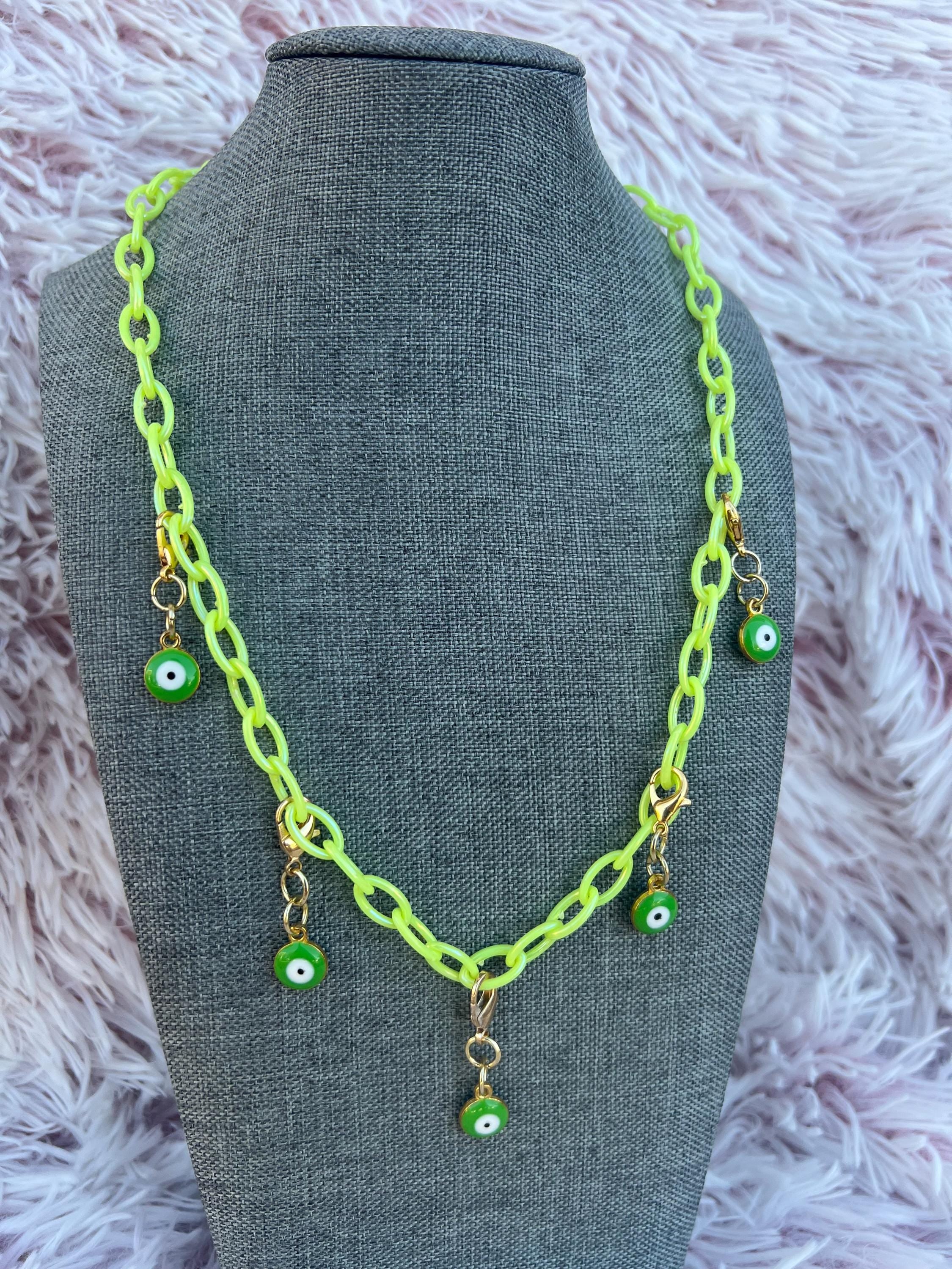 Green Evil Eye Charm Necklace