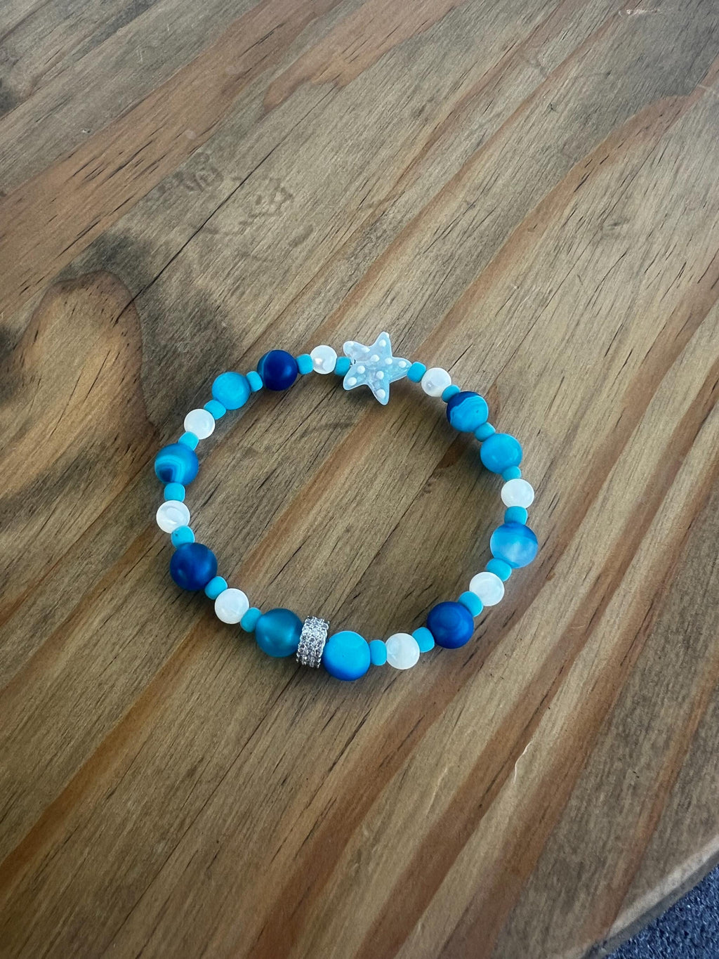 Starfish Pearl Blue Agate Crystal Bracelet