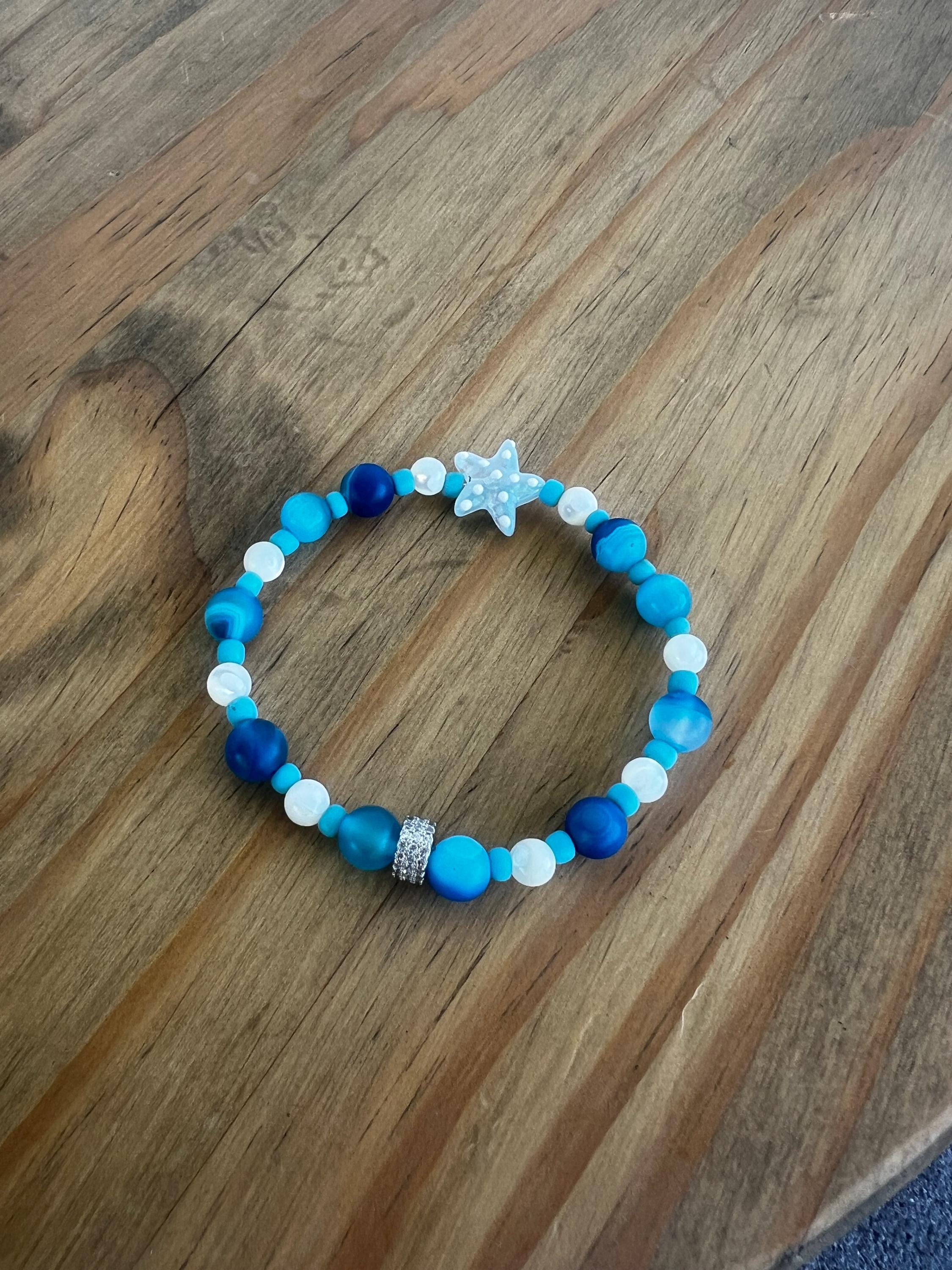 Starfish Pearl Blue Agate Crystal Bracelet