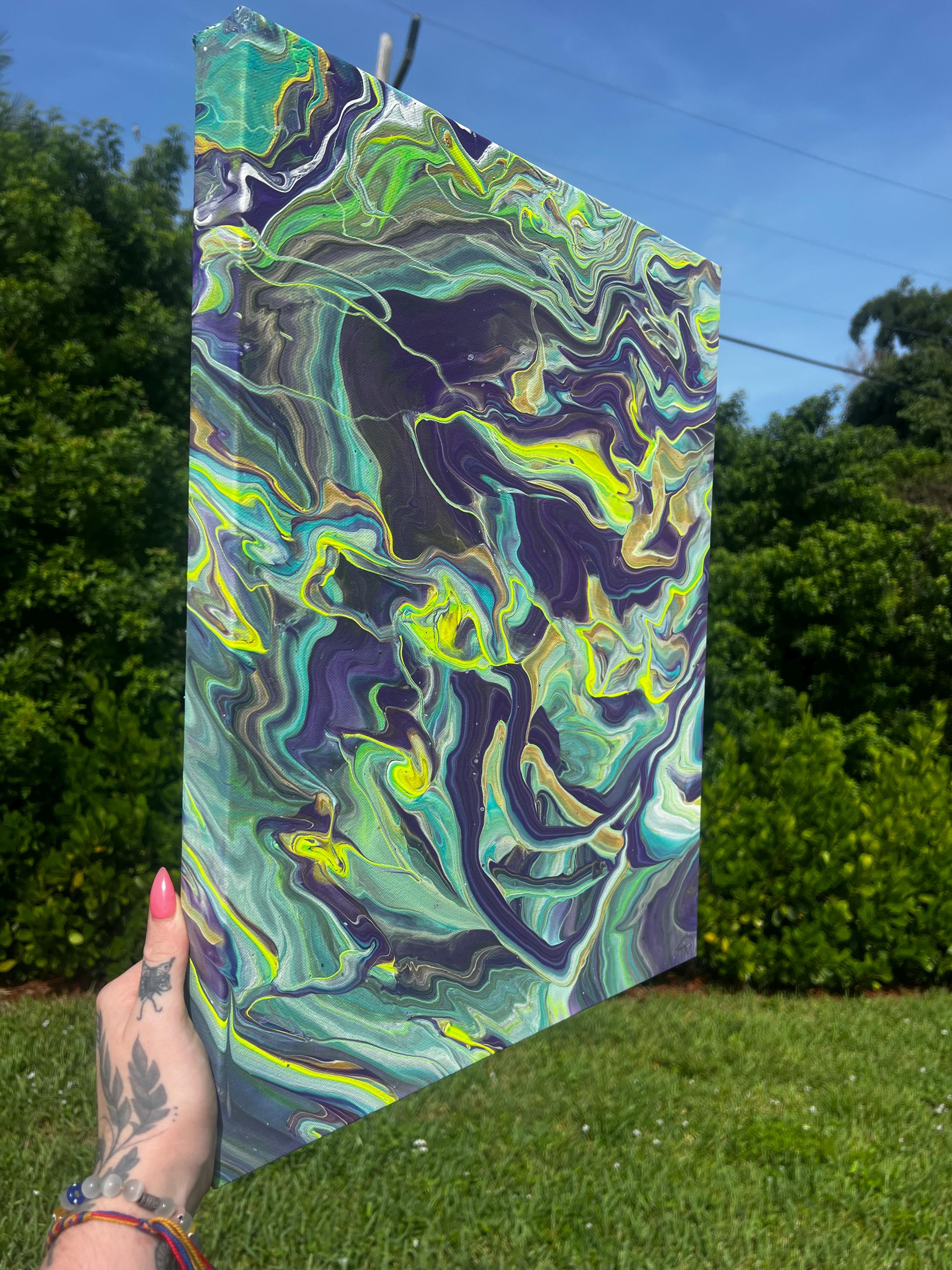 Neon Reverie Acrylic Pour Painting