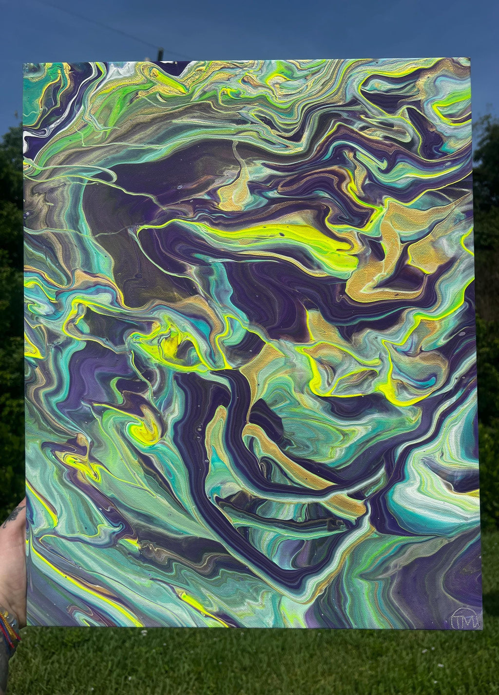 Neon Reverie Acrylic Pour Painting