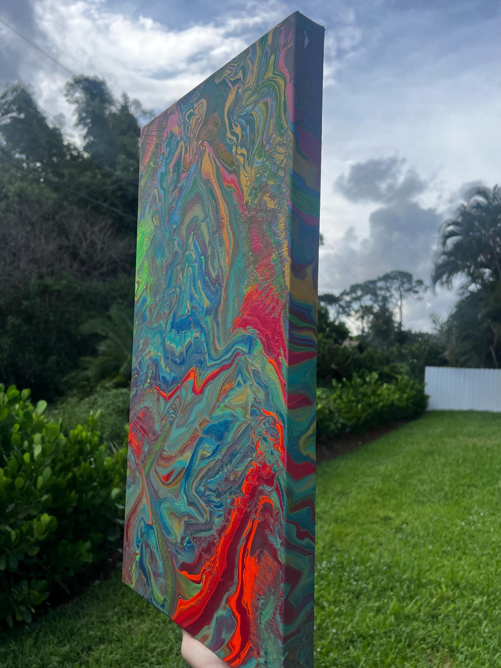 Prismatic Inferno Acrylic Pour Painting